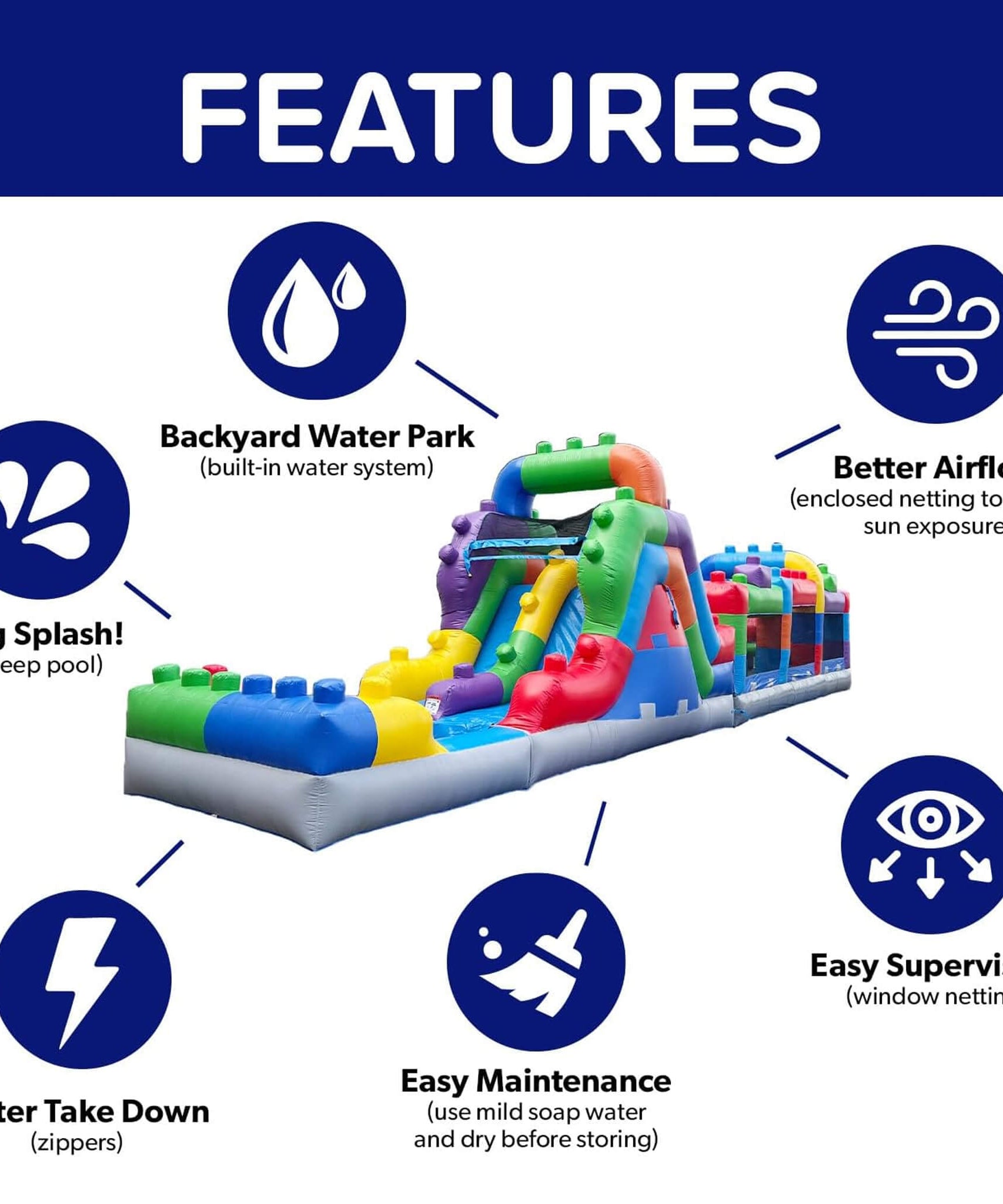 42FT Commercial Inflatable Obstacle Course With Dual Water Slide (SAK31587)