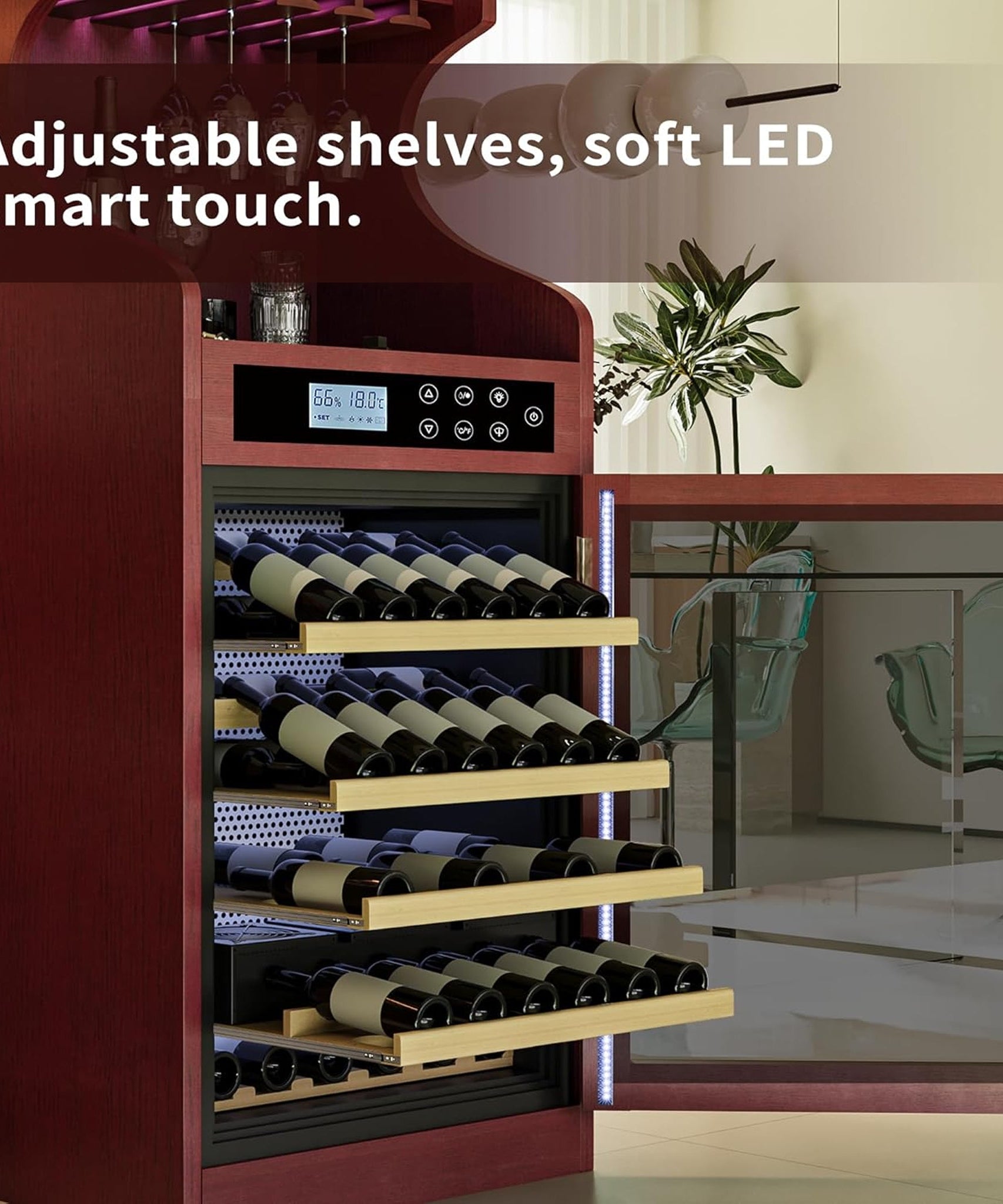 Nuvia Luxury 43-Bottle Freestanding Low Noise Wine Cooler Cabinet (SAK56084)