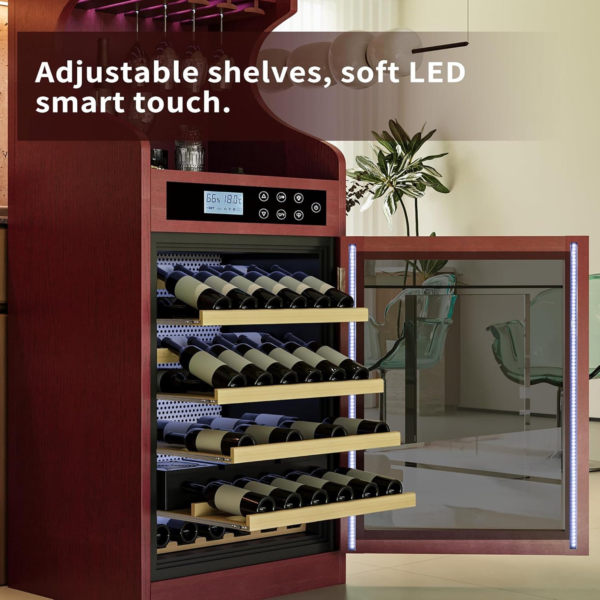 Nuvia Luxury 43-Bottle Freestanding Low Noise Wine Cooler Cabinet (SAK56084)