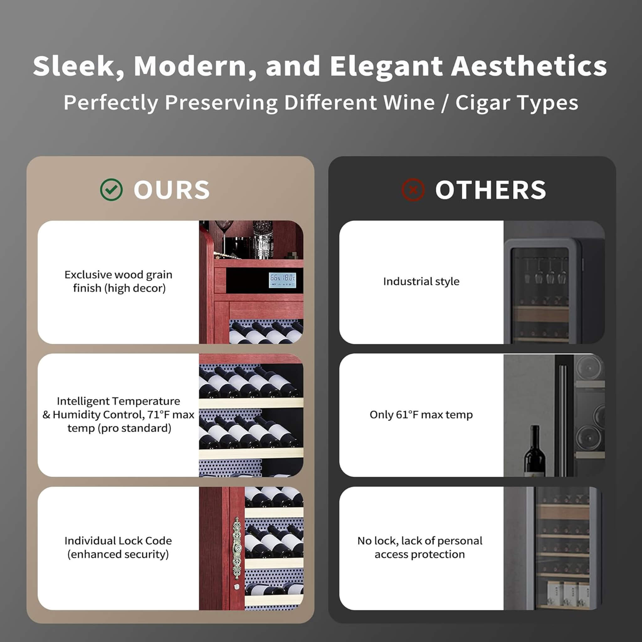 Nuvia Luxury 43-Bottle Freestanding Low Noise Wine Cooler Cabinet (SAK56084)