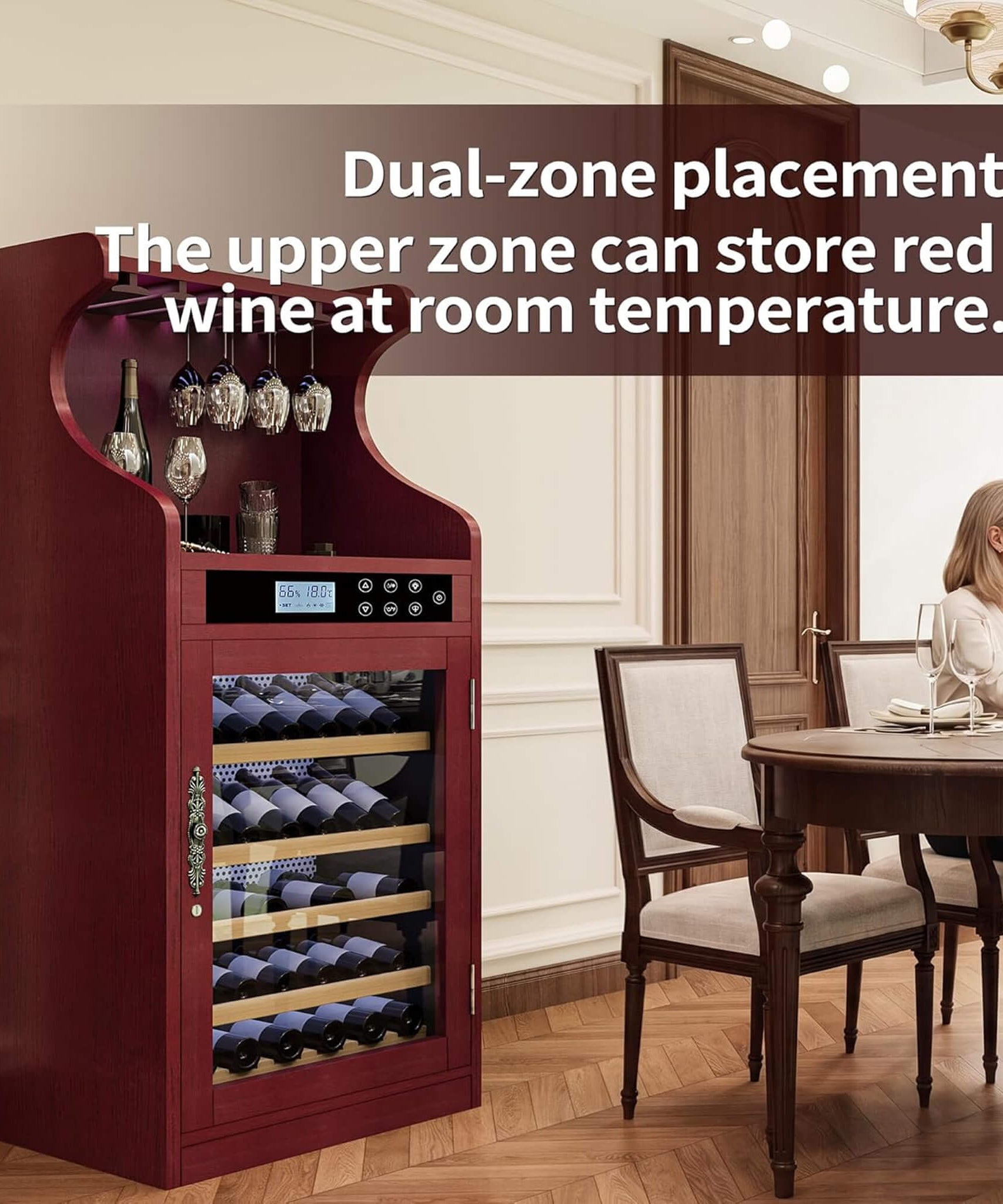 Nuvia Luxury 43-Bottle Freestanding Low Noise Wine Cooler Cabinet (SAK56084)