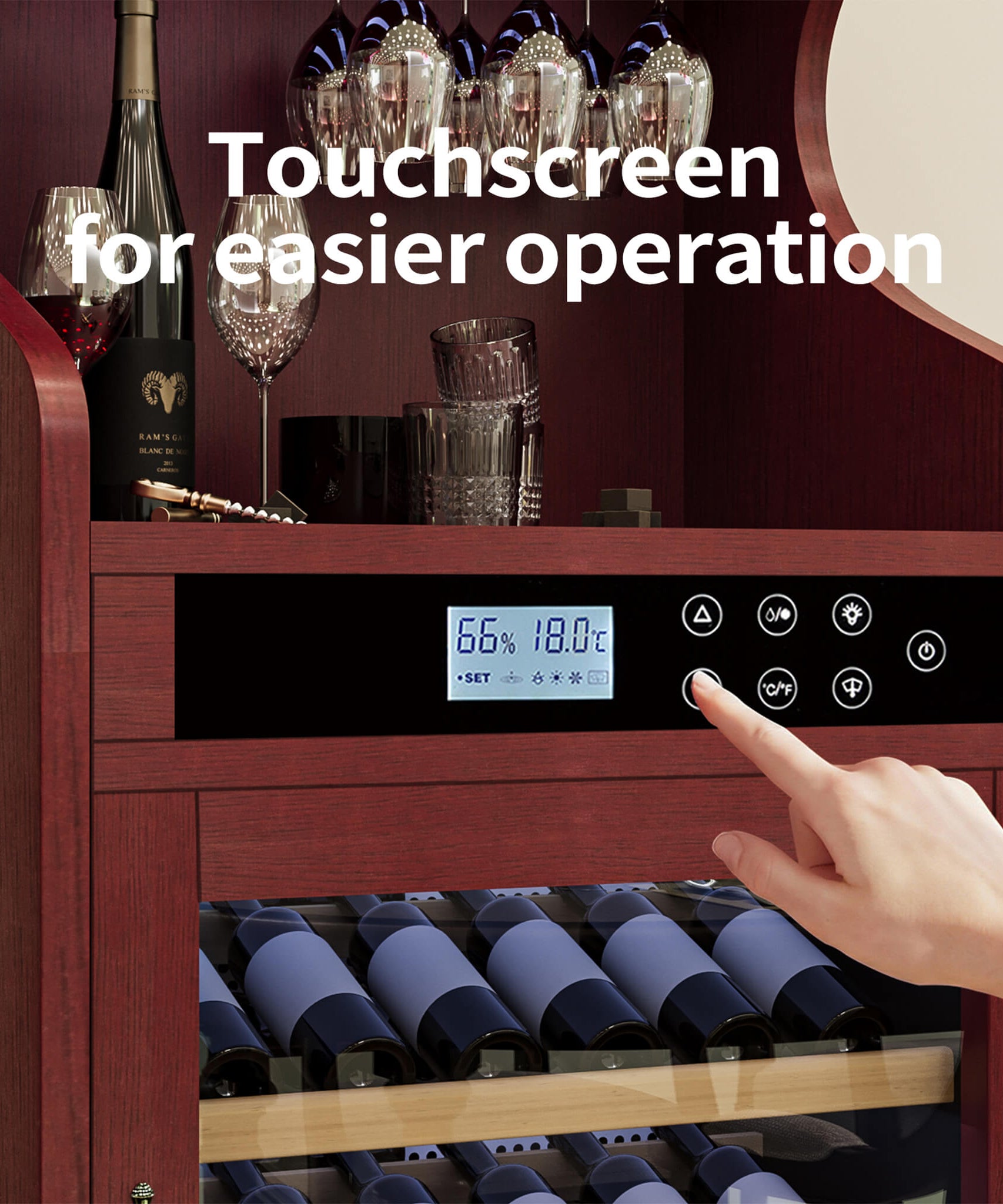 Nuvia Luxury 43-Bottle Freestanding Low Noise Wine Cooler Cabinet (SAK56084)