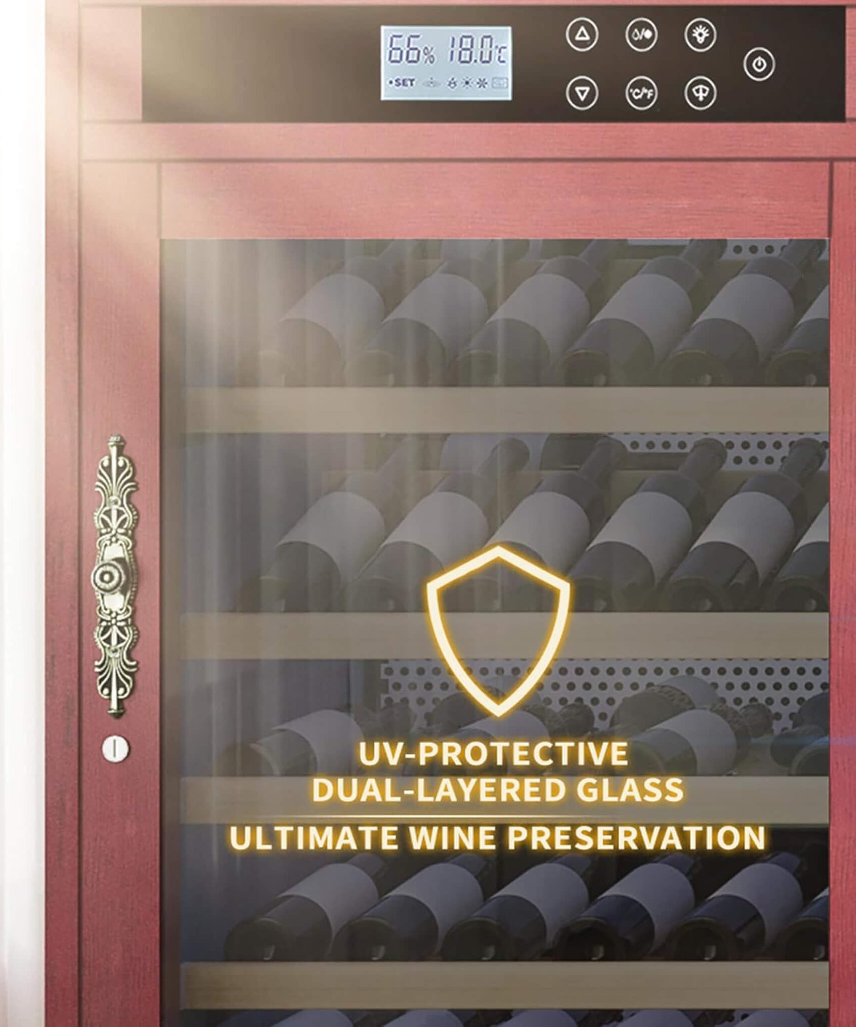 Nuvia Luxury 43-Bottle Freestanding Low Noise Wine Cooler Cabinet (SAK56084)