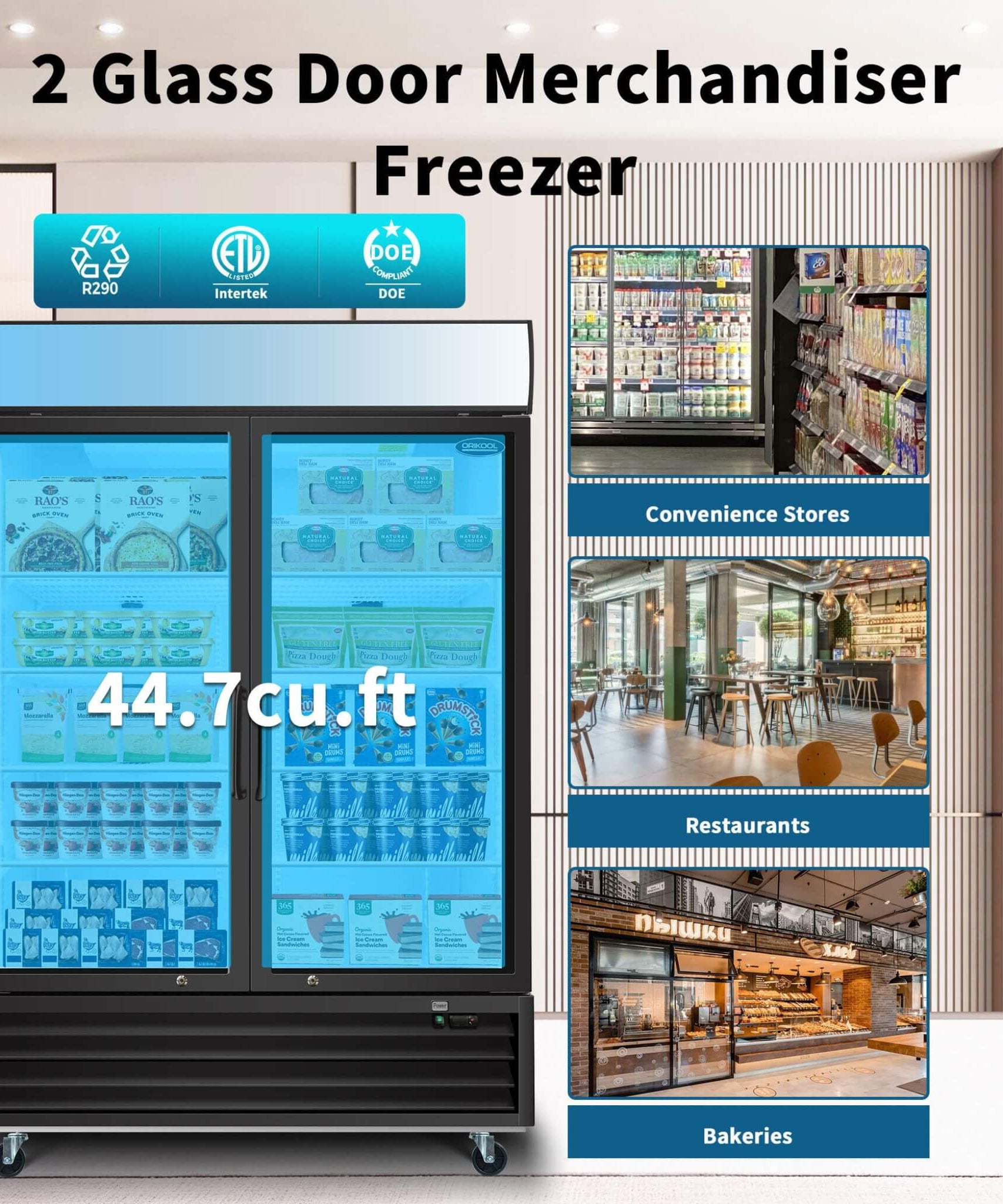 44.7 Cu.Ft Commercial Glass Door Merchandiser Freezer With LED Display (SAK39478)