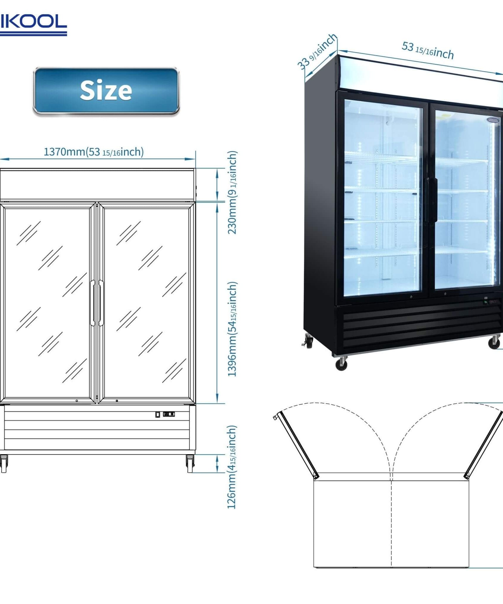 44.7 Cu.Ft Double-Door Commercial Display Merchandising Refrigerator (SAK54692)