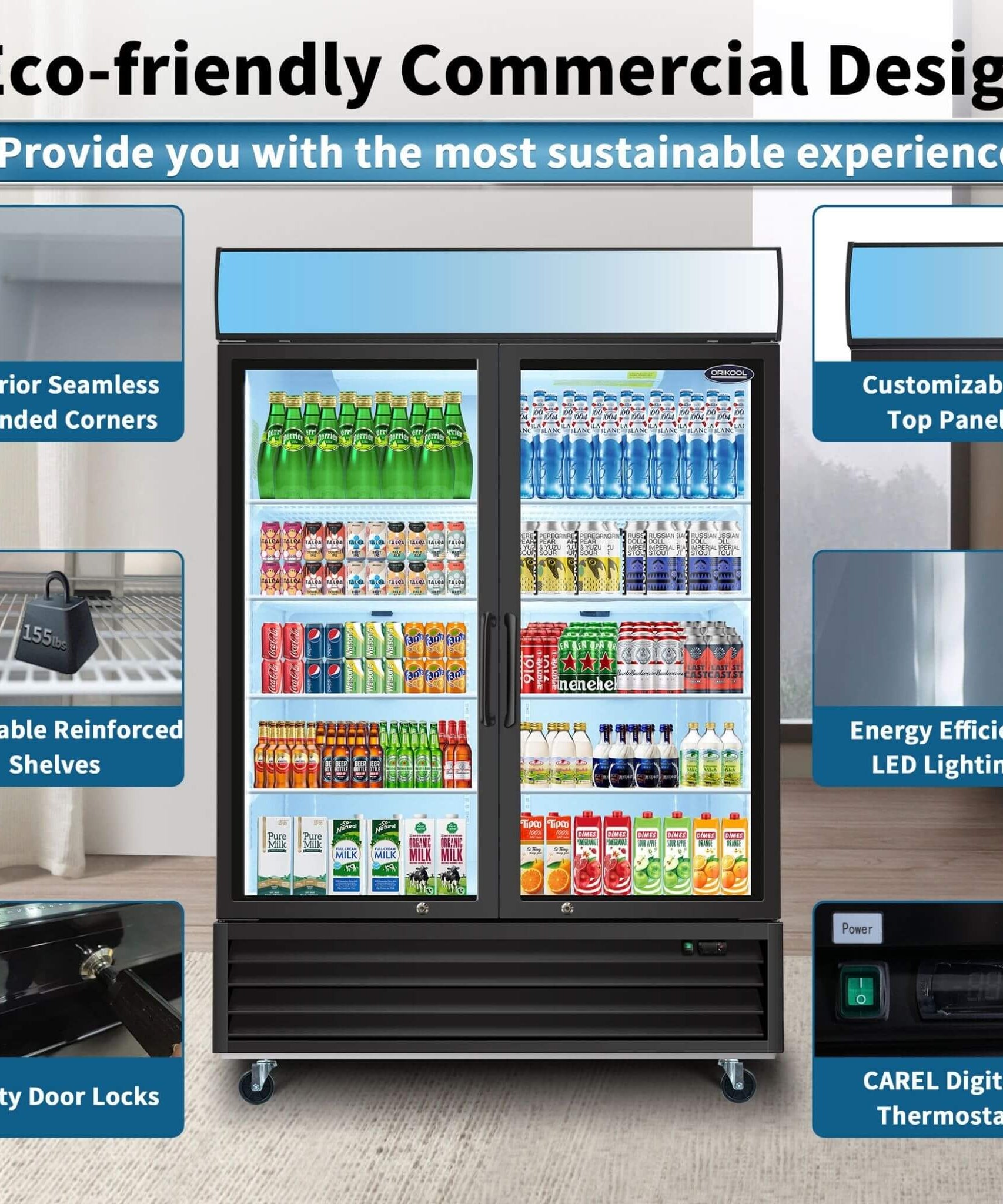44.7 Cu.Ft Double-Door Commercial Display Merchandising Refrigerator (SAK54692)