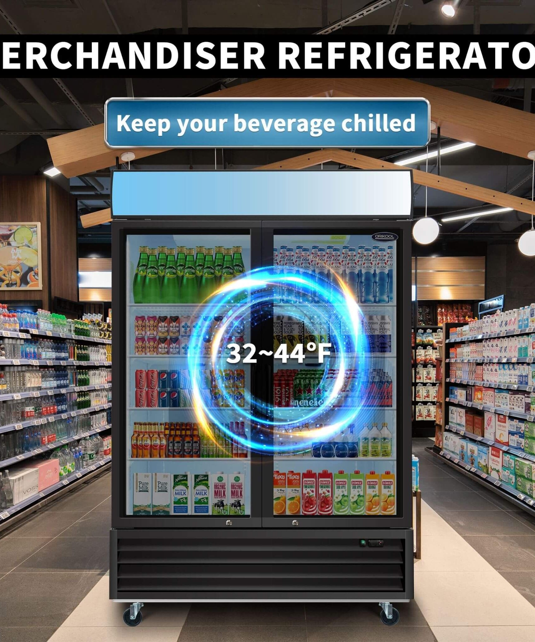 44.7 Cu.Ft Double-Door Commercial Display Merchandising Refrigerator (SAK54692)