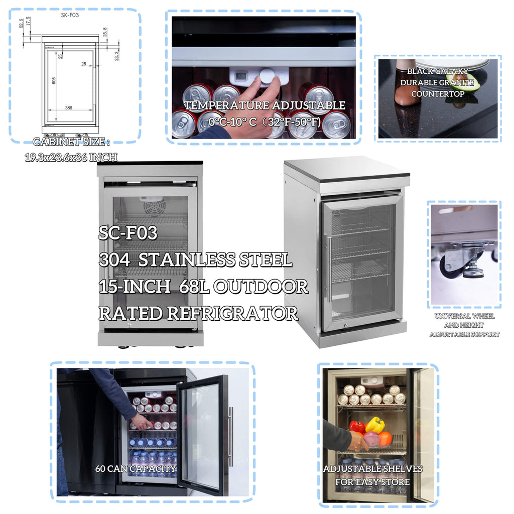Castelle Flame Verona 44-Inch 6-Burner 85K BTU Stainless Steel Outdoor BBQ Kitchen Grill Island With Wine Cooler, Rotisserie Kit, And Storage Cabinets (SAK97105)