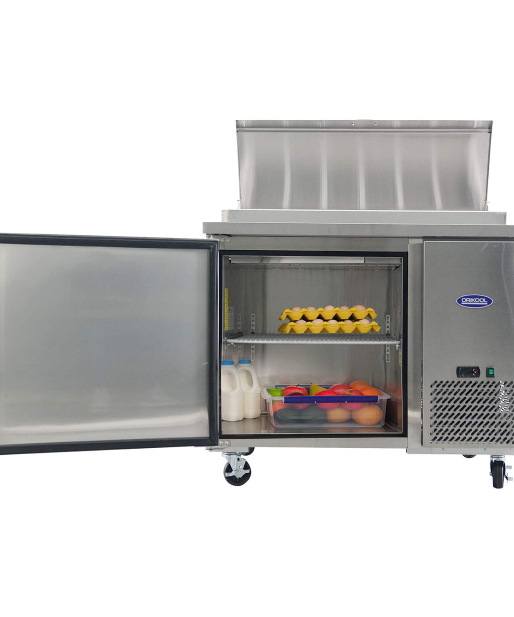 44-Inch Commercial Pizza Prep Table With Built-In 11 Cu.Ft Refrigerator (SAK09621)