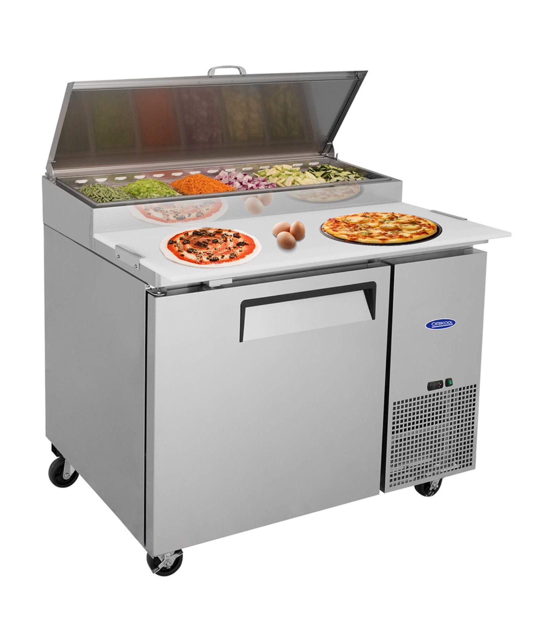 44-Inch Commercial Pizza Prep Table With Built-In 11 Cu.Ft Refrigerator (SAK09621)
