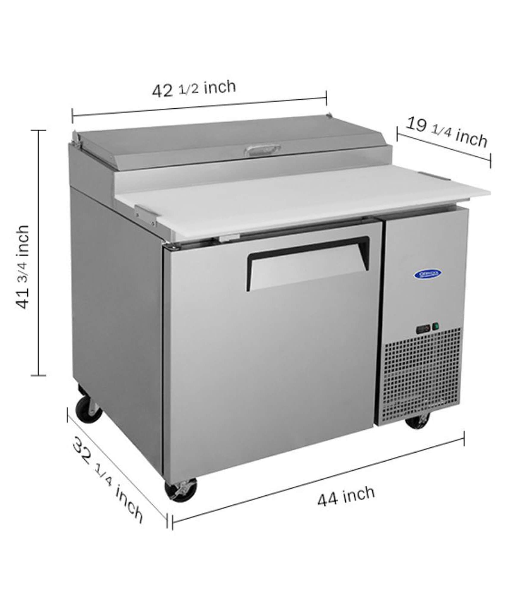 44-Inch Commercial Pizza Prep Table With Built-In 11 Cu.Ft Refrigerator (SAK09621)