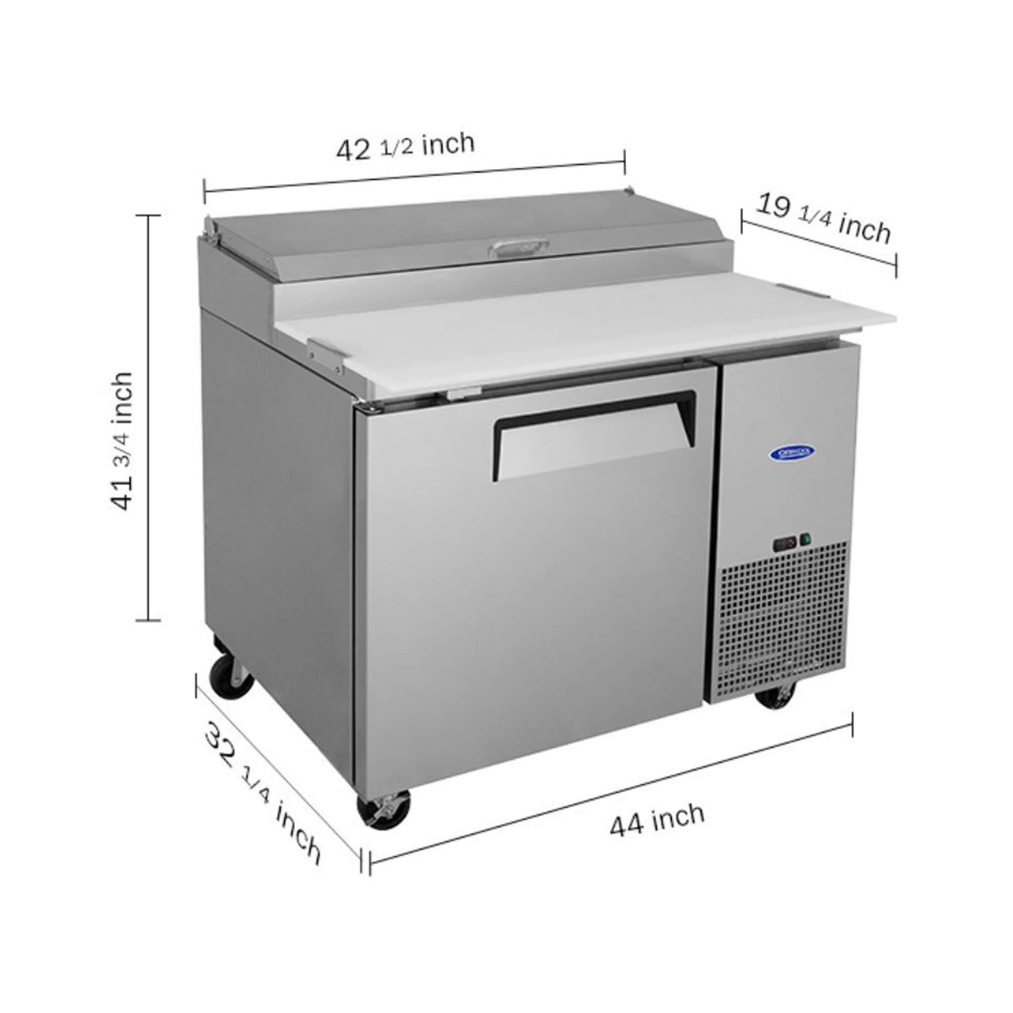 44-Inch Commercial Pizza Prep Table With Built-In 11 Cu.Ft Refrigerator (SAK09621)