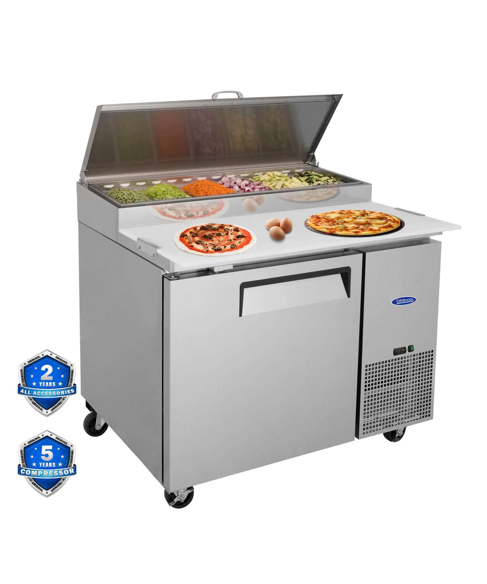 44-Inch Commercial Pizza Prep Table With Built-In 11 Cu.Ft Refrigerator (SAK09621)