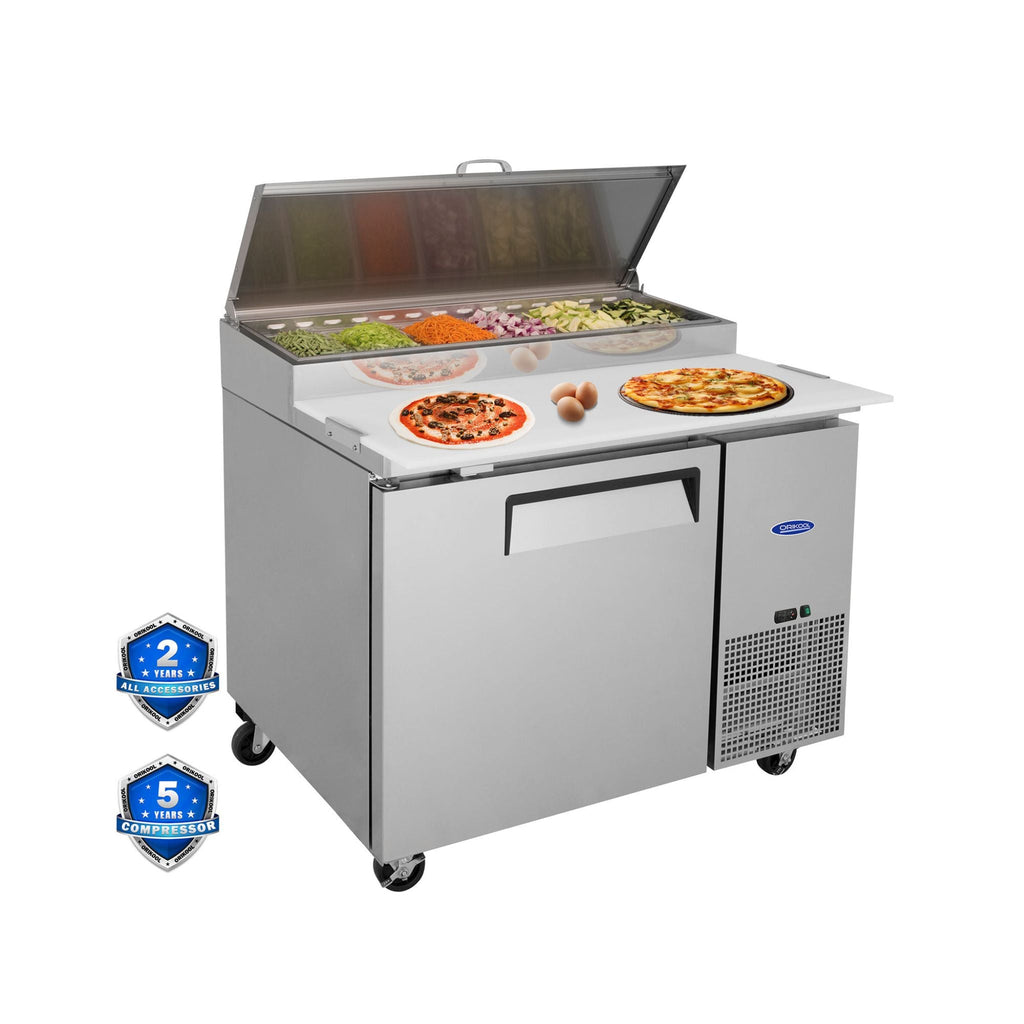 44-Inch Commercial Pizza Prep Table With Built-In 11 Cu.Ft Refrigerator (SAK09621)