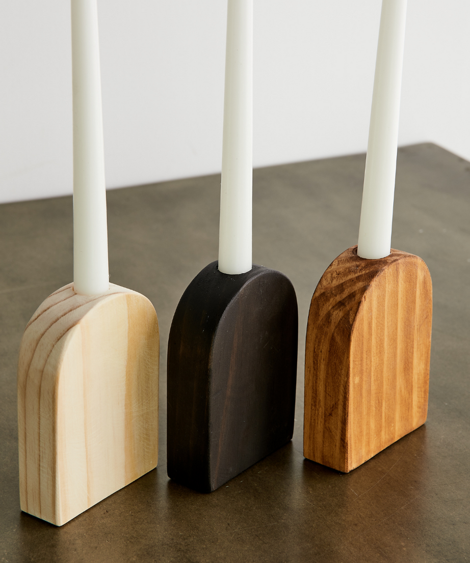 Arch Wooden Taper Candle Stand