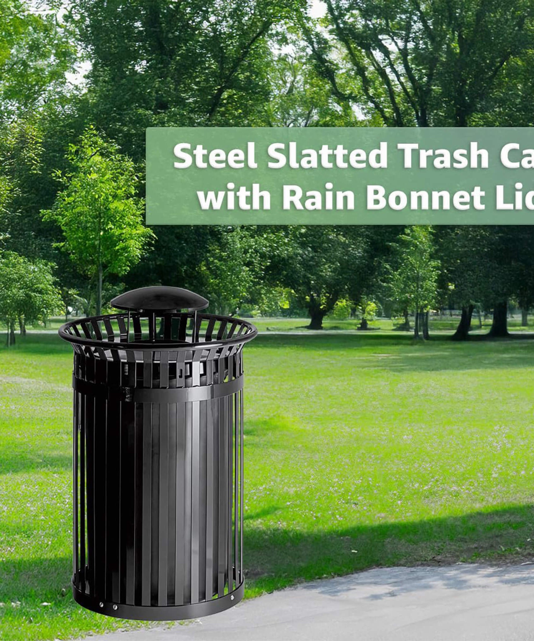 45-Gallon Heavy-Duty Commercial Round Waste Bin With Rain Bonnet Lid (SAK94380)