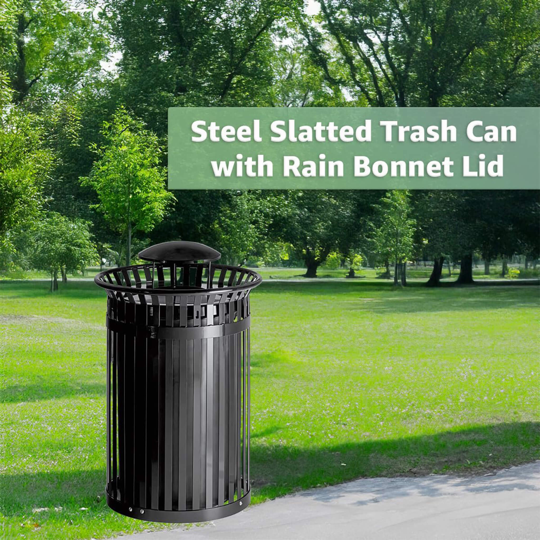 45-Gallon Heavy-Duty Commercial Round Waste Bin With Rain Bonnet Lid (SAK94380)