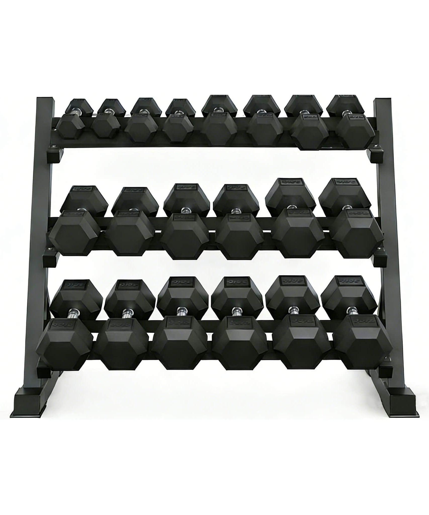 Rovix 450-Pounds Rubber Hex Dumbbell Set With Rack (SAK90714)