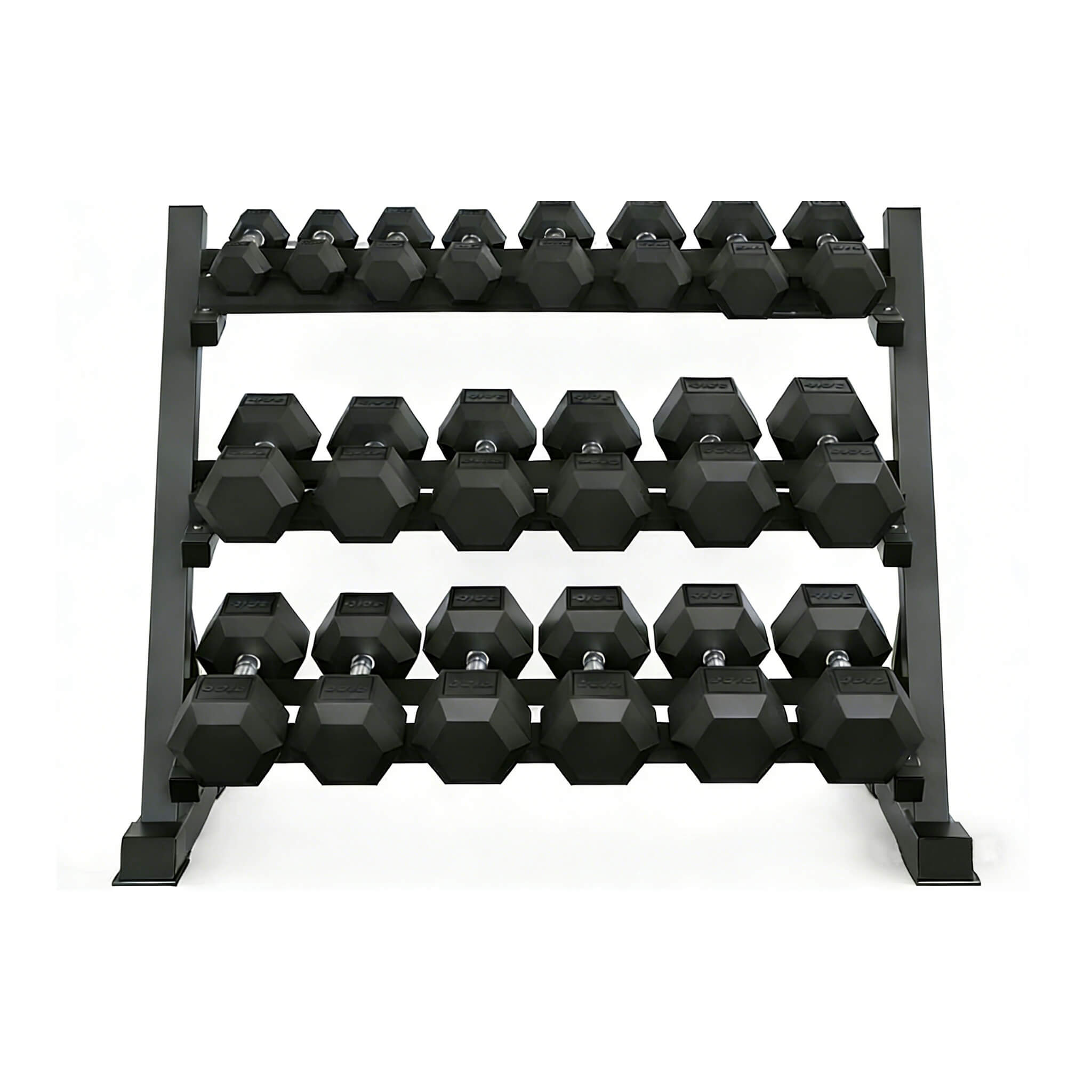 Rovix 450-Pounds Rubber Hex Dumbbell Set With Rack (SAK90714)