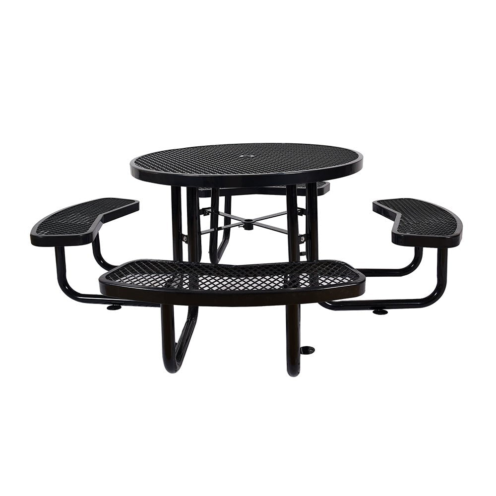 Large 46-Inch Heavy-Duty Round Outdoor Steel Picnic Table With Umbrella Hole (SAK96428)