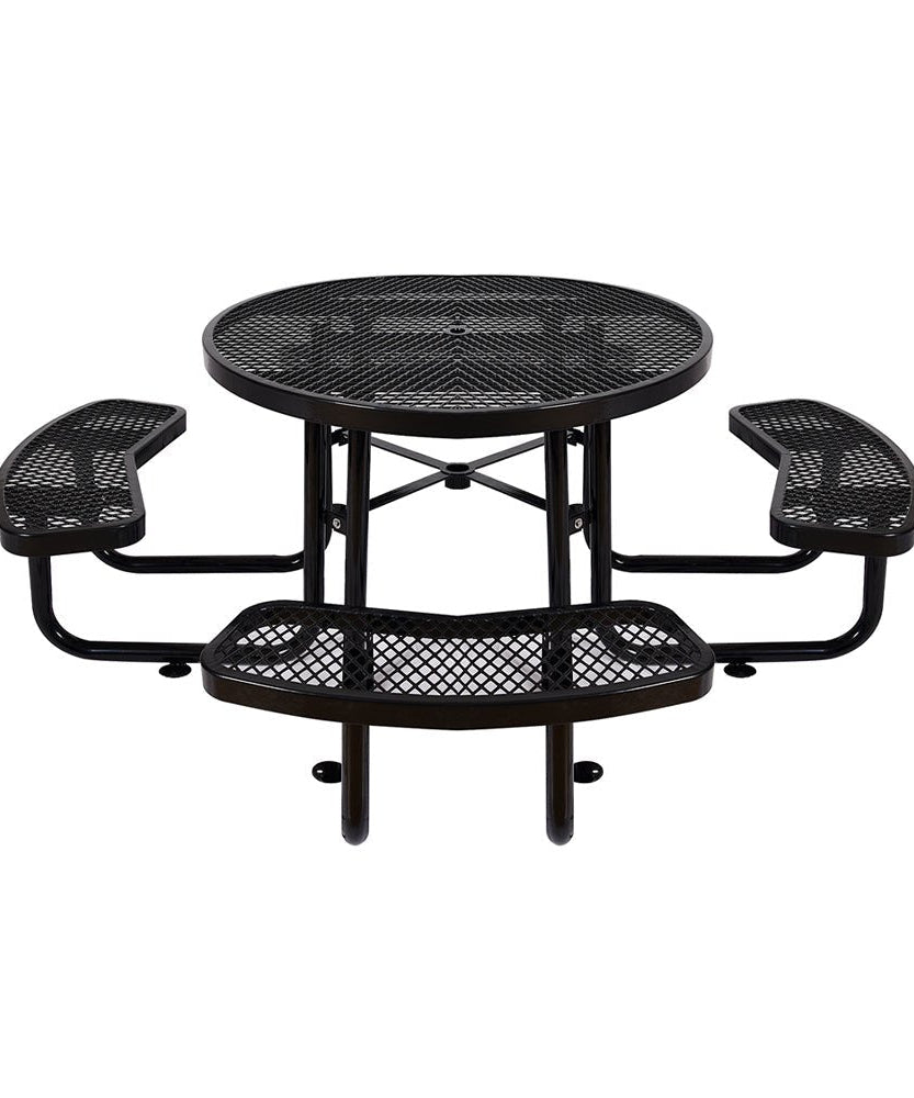Large 46-Inch Heavy-Duty Round Outdoor Steel Picnic Table With Umbrella Hole (SAK96428)