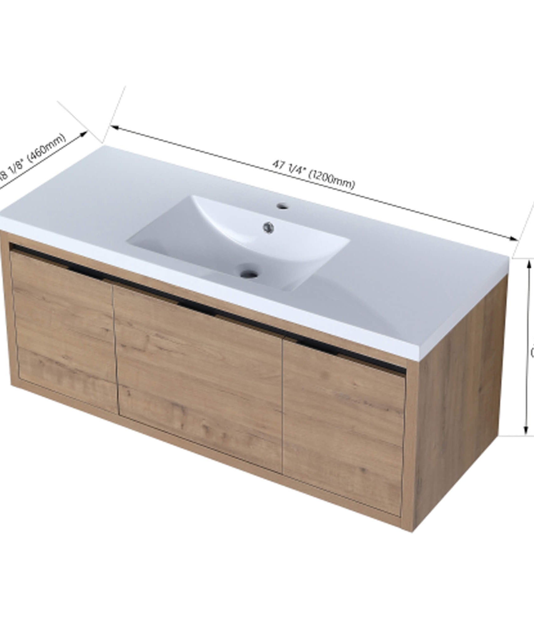 Nuvia Floating Bathroom Vanity With Resin Sink Soft Close Doors (SAK82560)