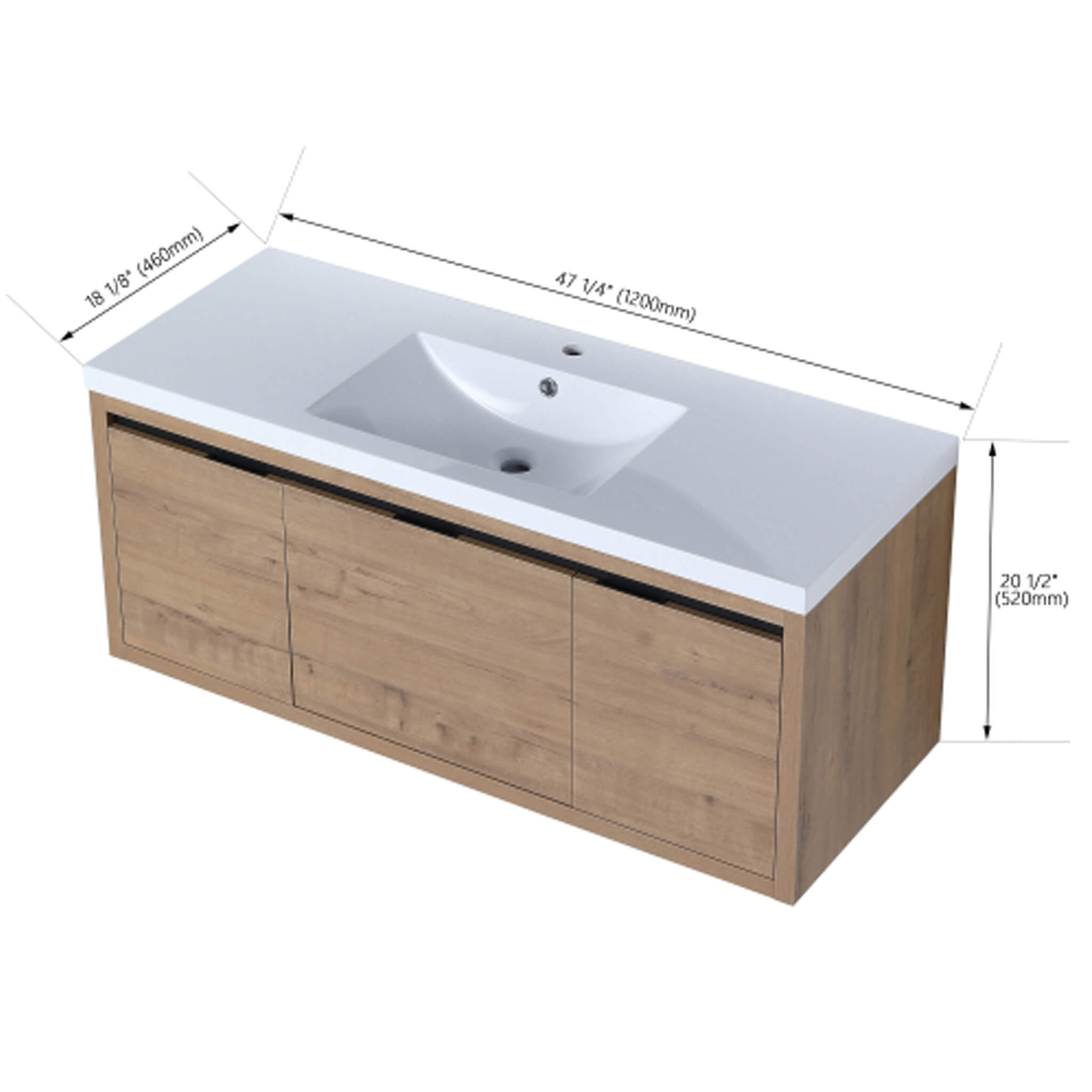 Nuvia Floating Bathroom Vanity With Resin Sink Soft Close Doors (SAK82560)