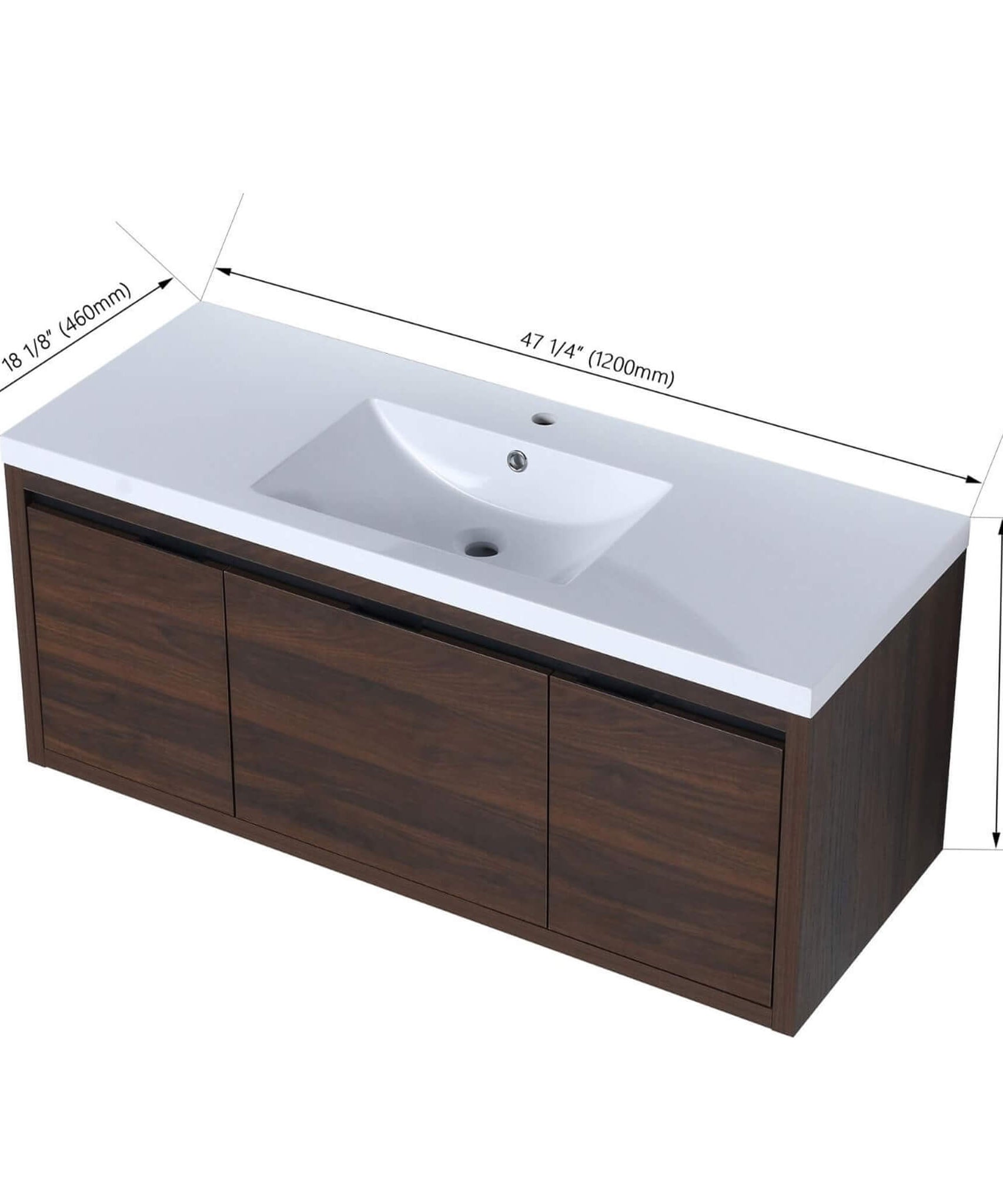 Nuvia Floating Bathroom Vanity With Resin Sink Soft Close Doors (SAK82560)