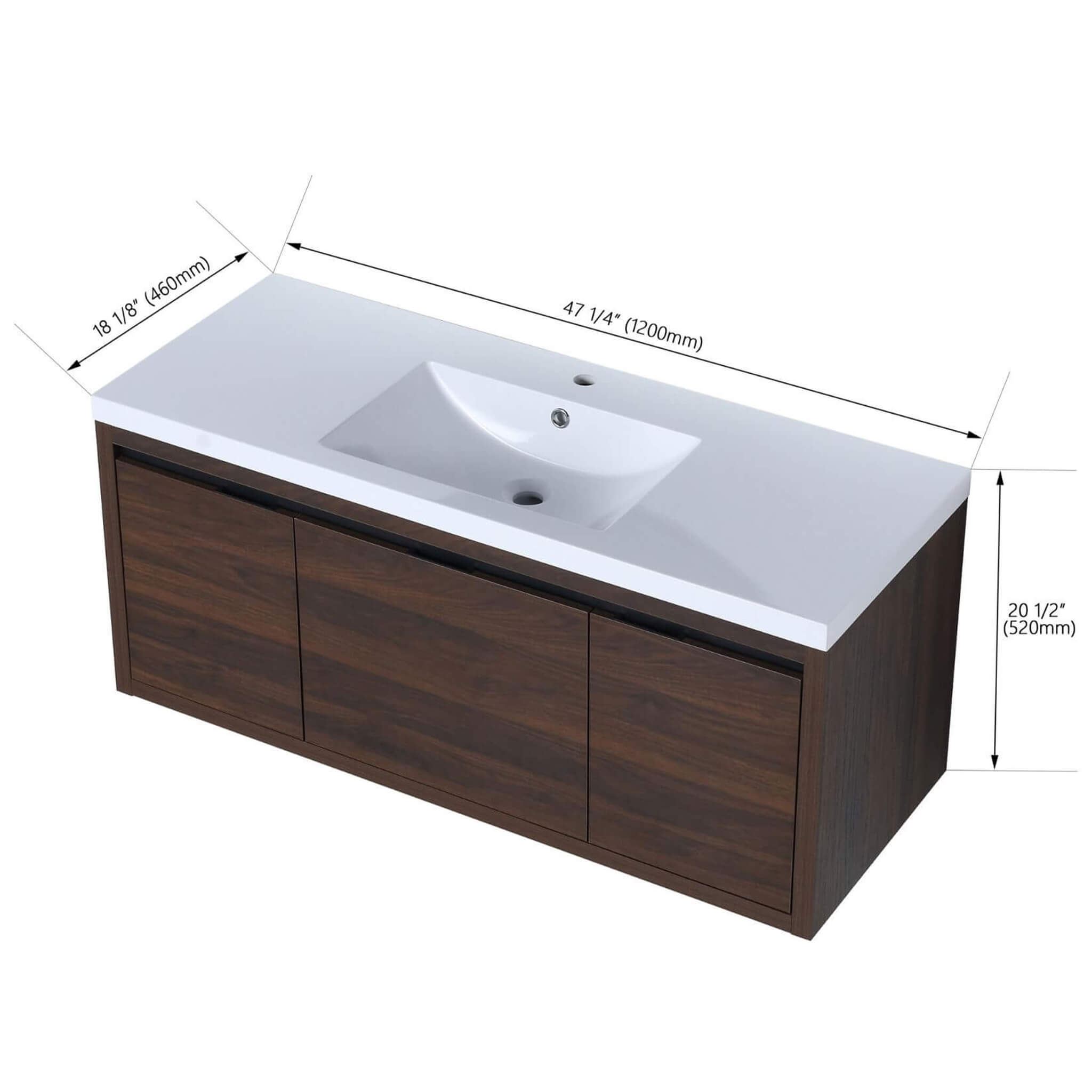 Nuvia Floating Bathroom Vanity With Resin Sink Soft Close Doors (SAK82560)