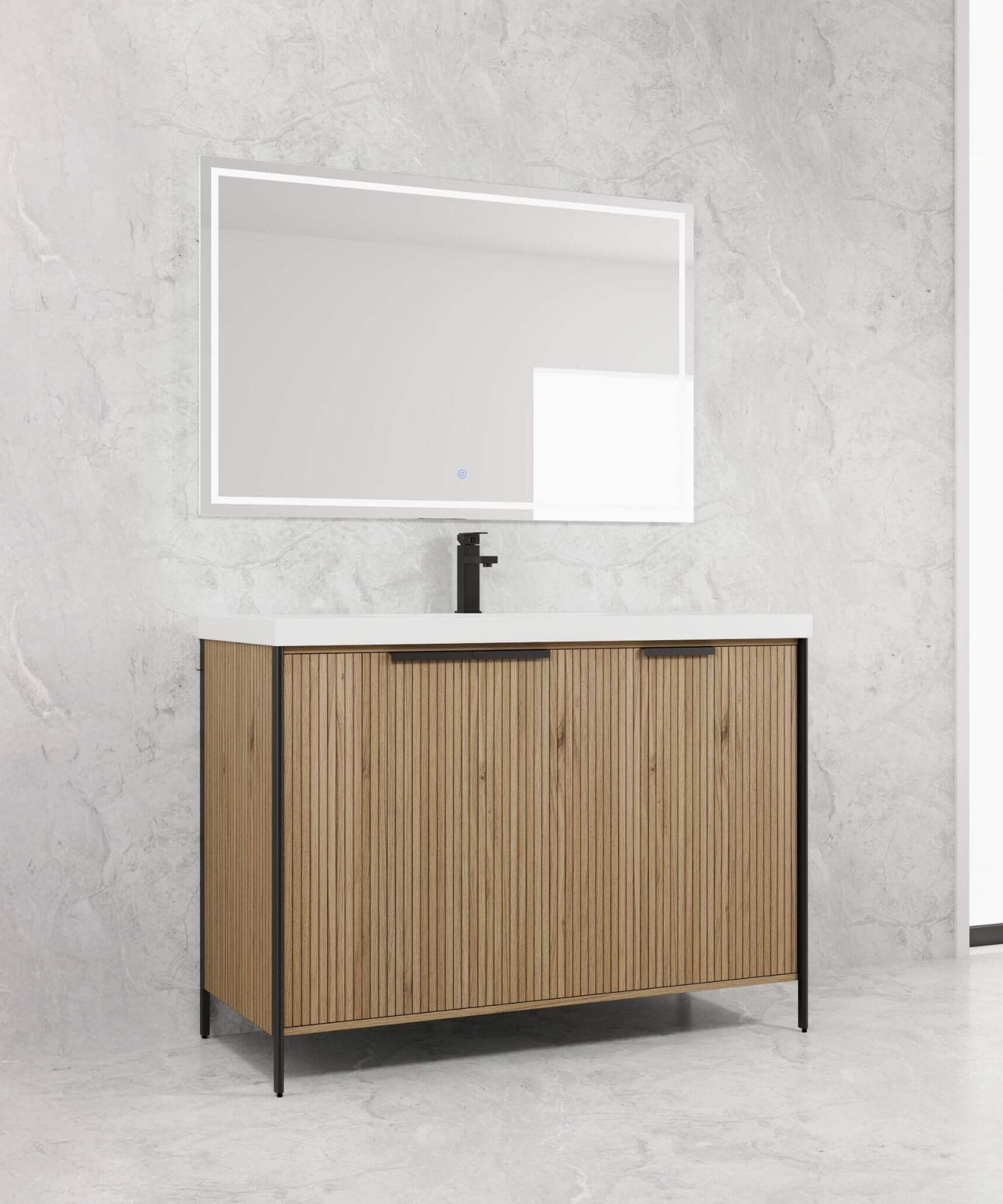 Nuvia 48-Inch Modern Light Coffee Freestanding Vanity With Resin Sink (SAK97502)