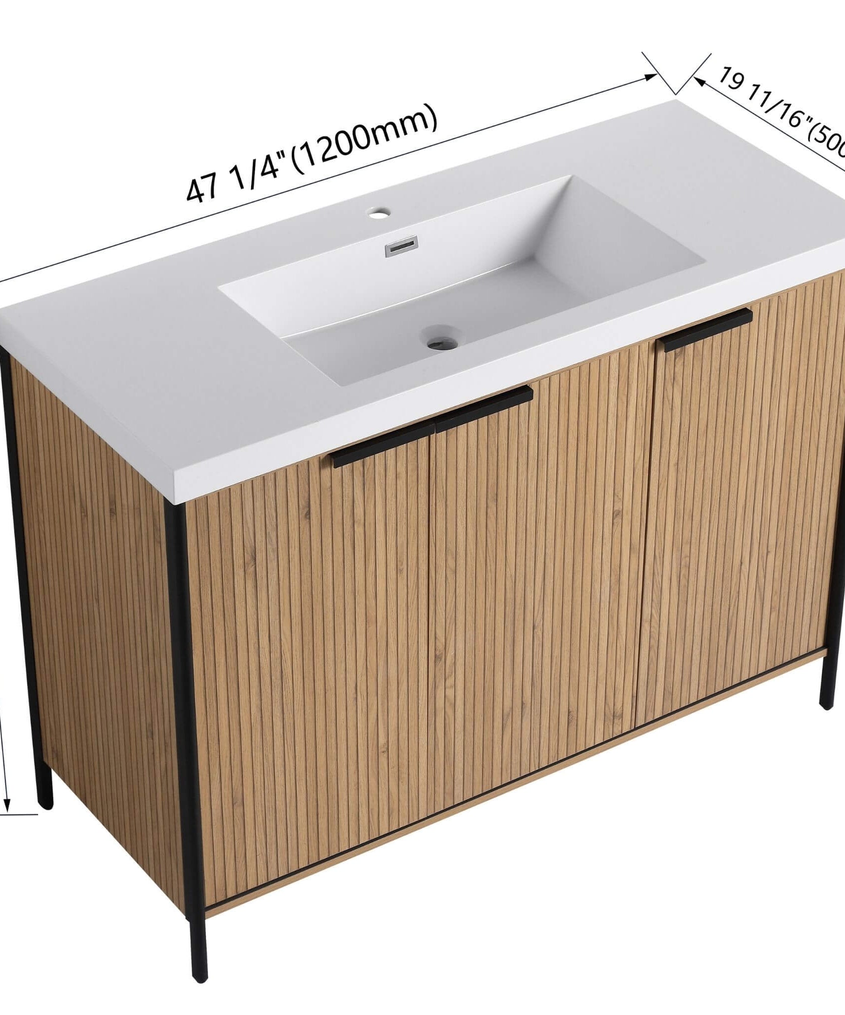 Nuvia 48-Inch Modern Light Coffee Freestanding Vanity With Resin Sink (SAK97502)