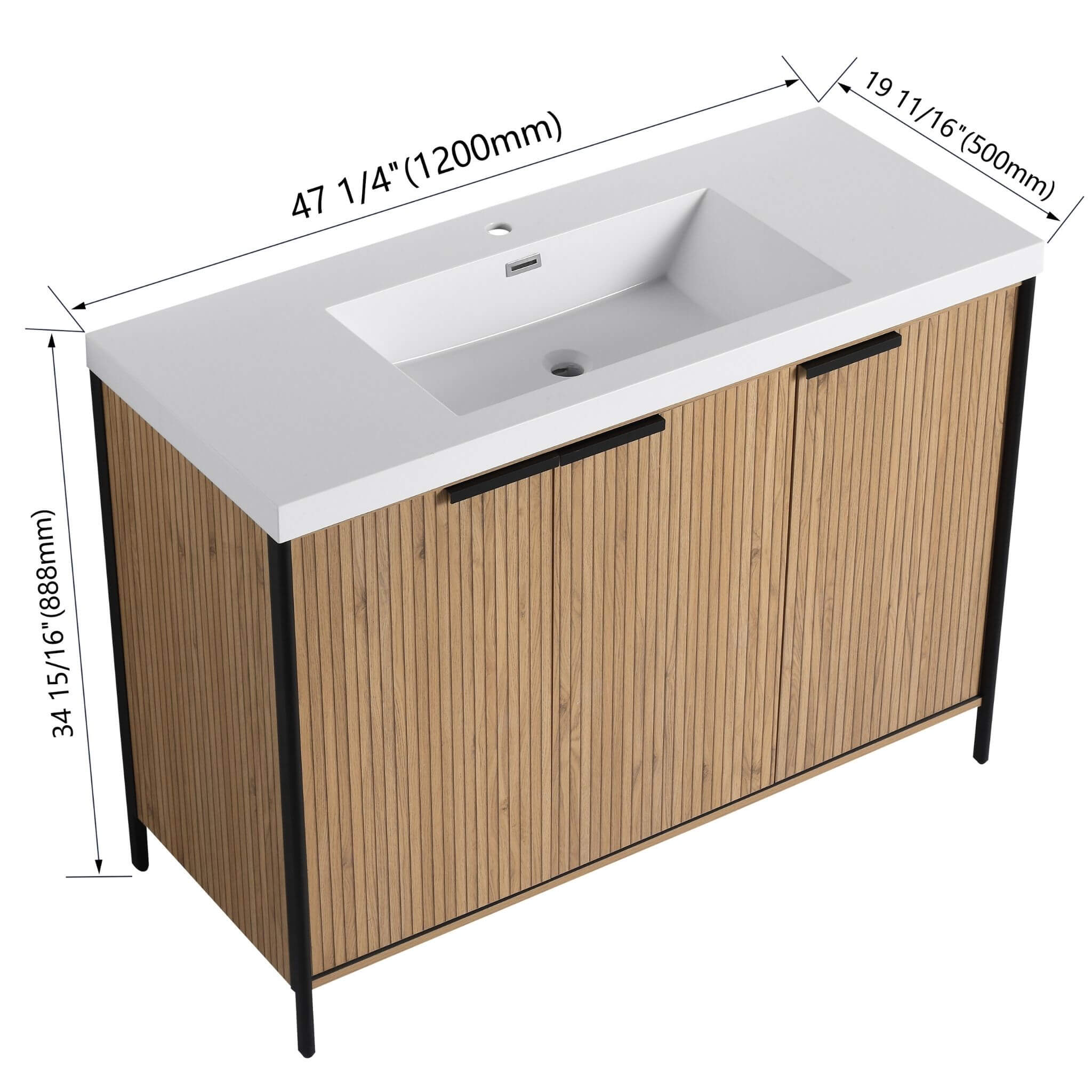 Nuvia 48-Inch Modern Light Coffee Freestanding Vanity With Resin Sink (SAK97502)