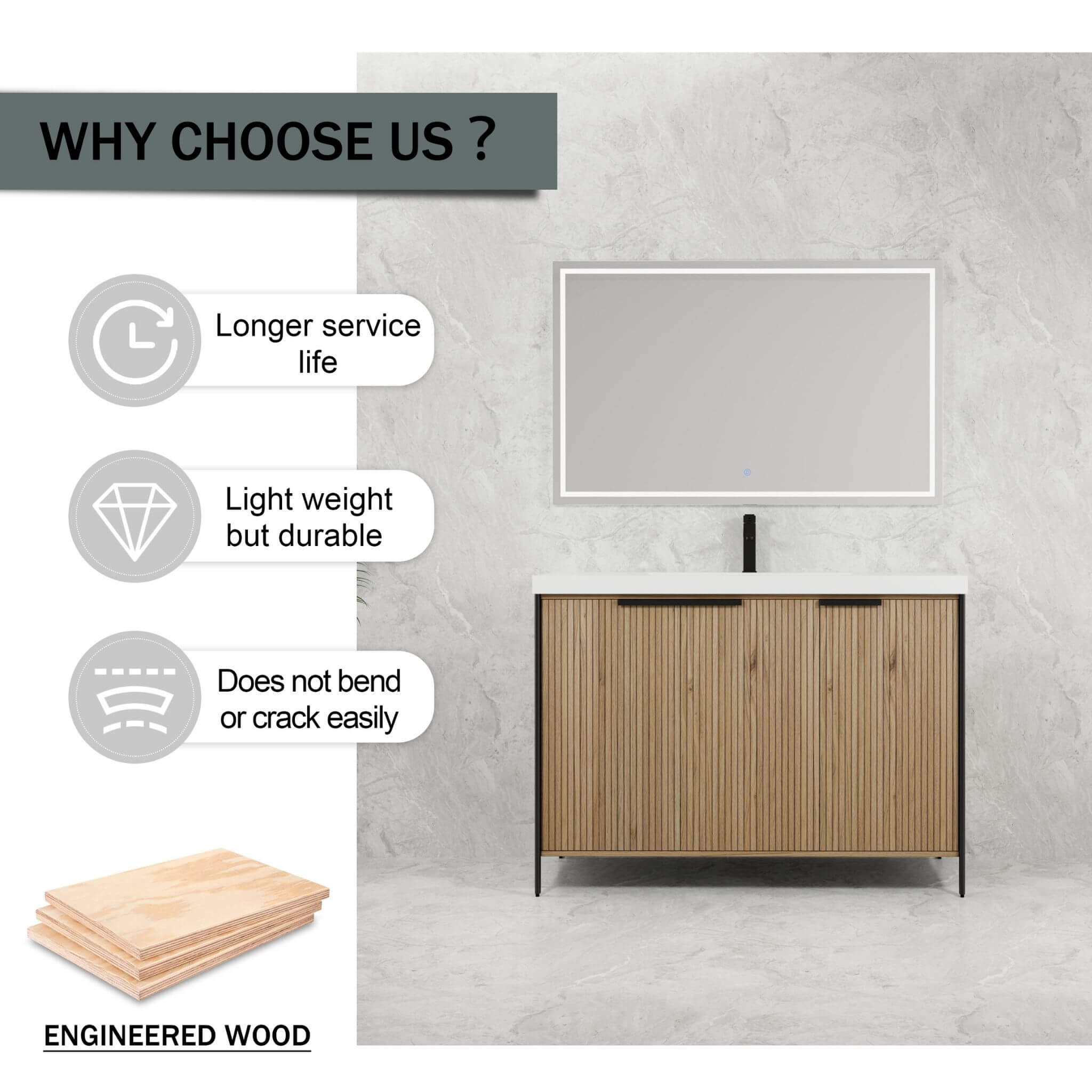 Nuvia 48-Inch Modern Light Coffee Freestanding Vanity With Resin Sink (SAK97502)
