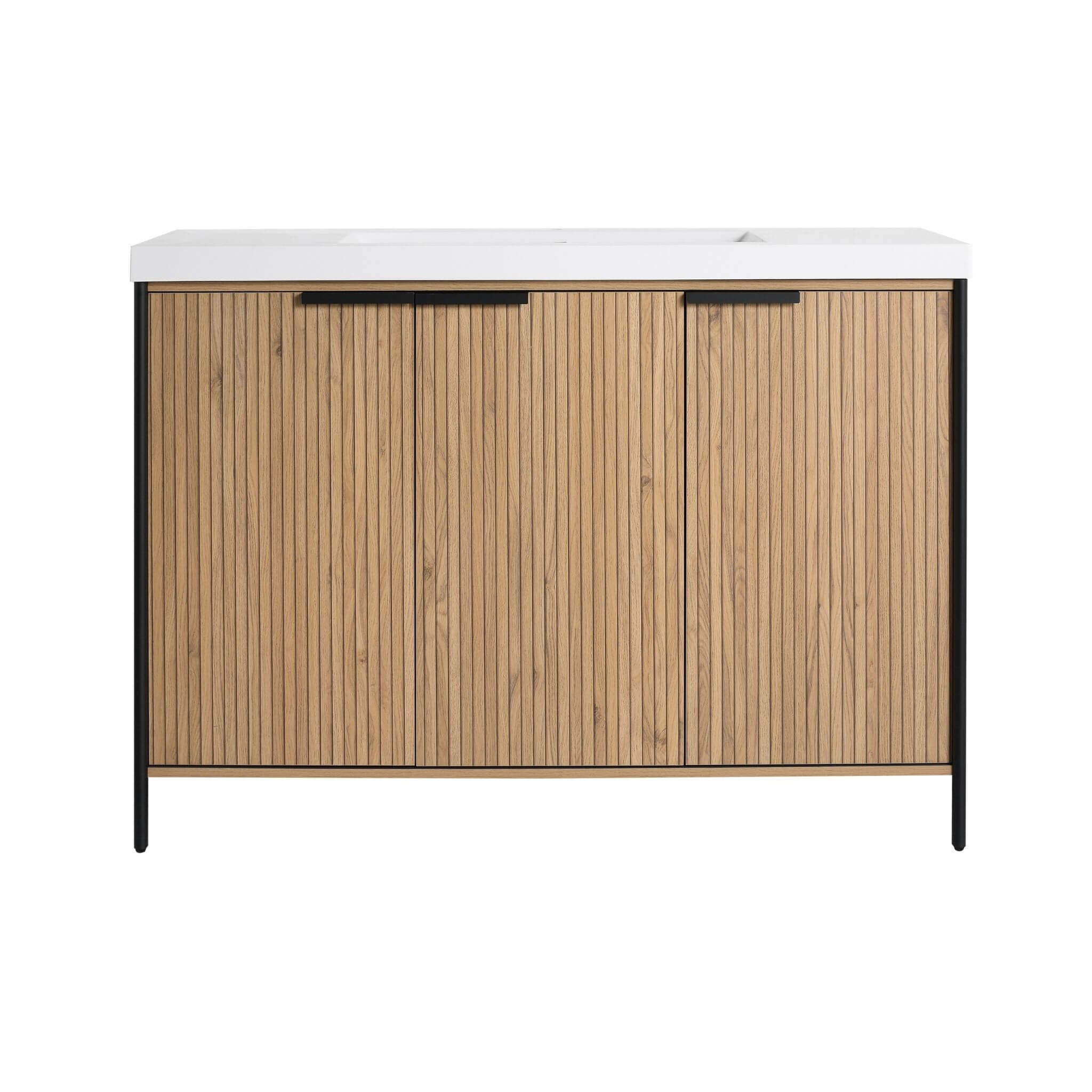Nuvia 48-Inch Modern Light Coffee Freestanding Vanity With Resin Sink (SAK97502)