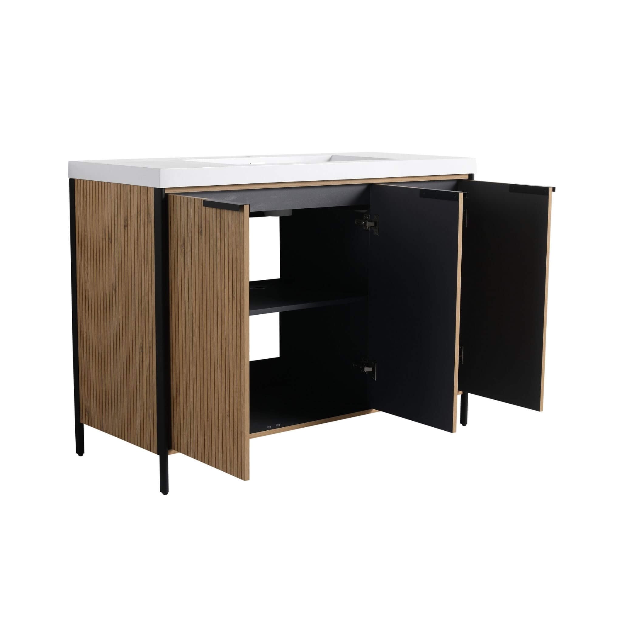 Nuvia 48-Inch Modern Light Coffee Freestanding Vanity With Resin Sink (SAK97502)