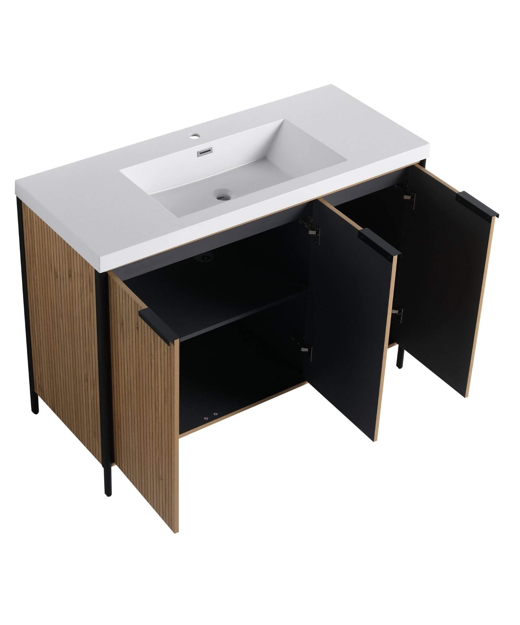 Nuvia 48-Inch Modern Light Coffee Freestanding Vanity With Resin Sink (SAK97502)