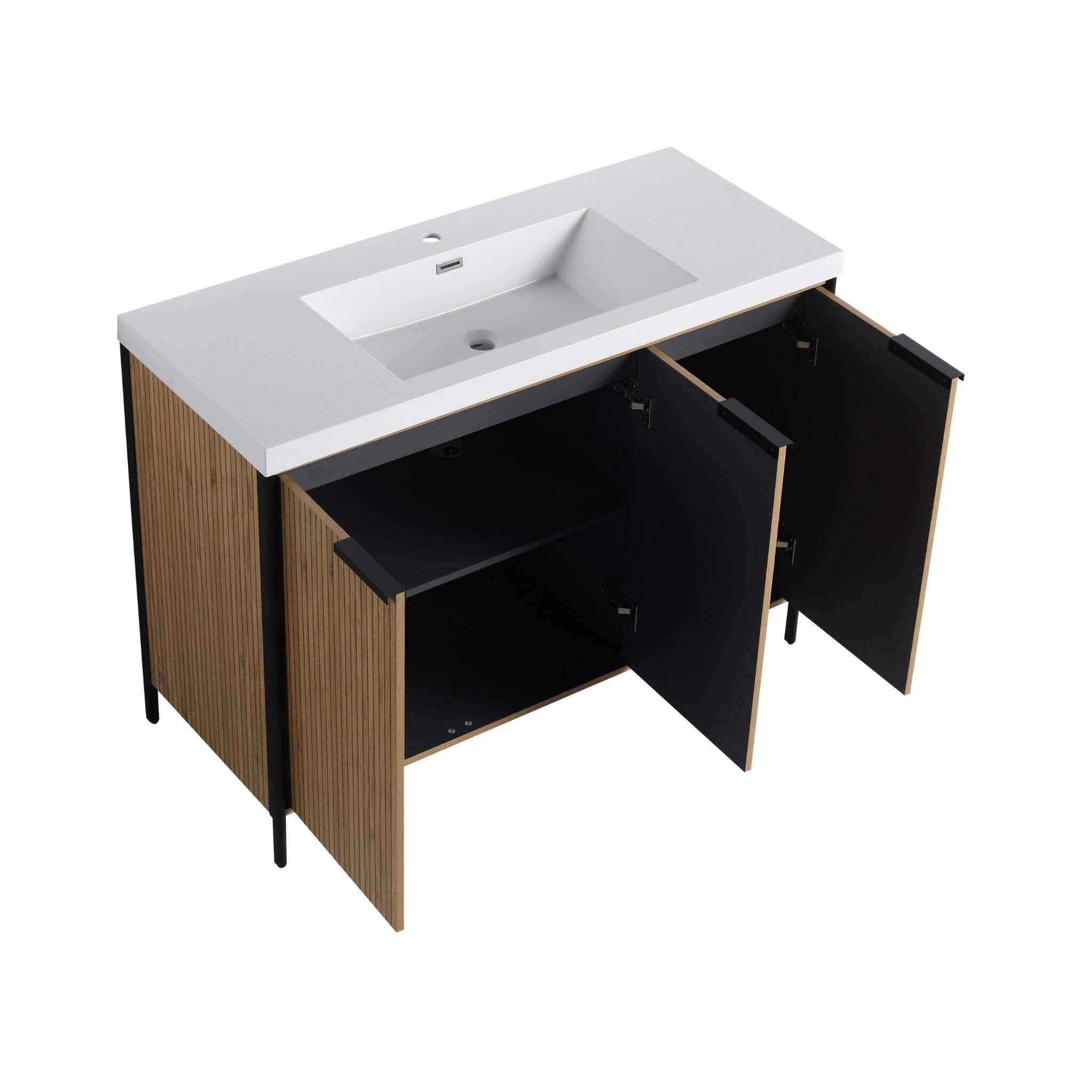 Nuvia 48-Inch Modern Light Coffee Freestanding Vanity With Resin Sink (SAK97502)