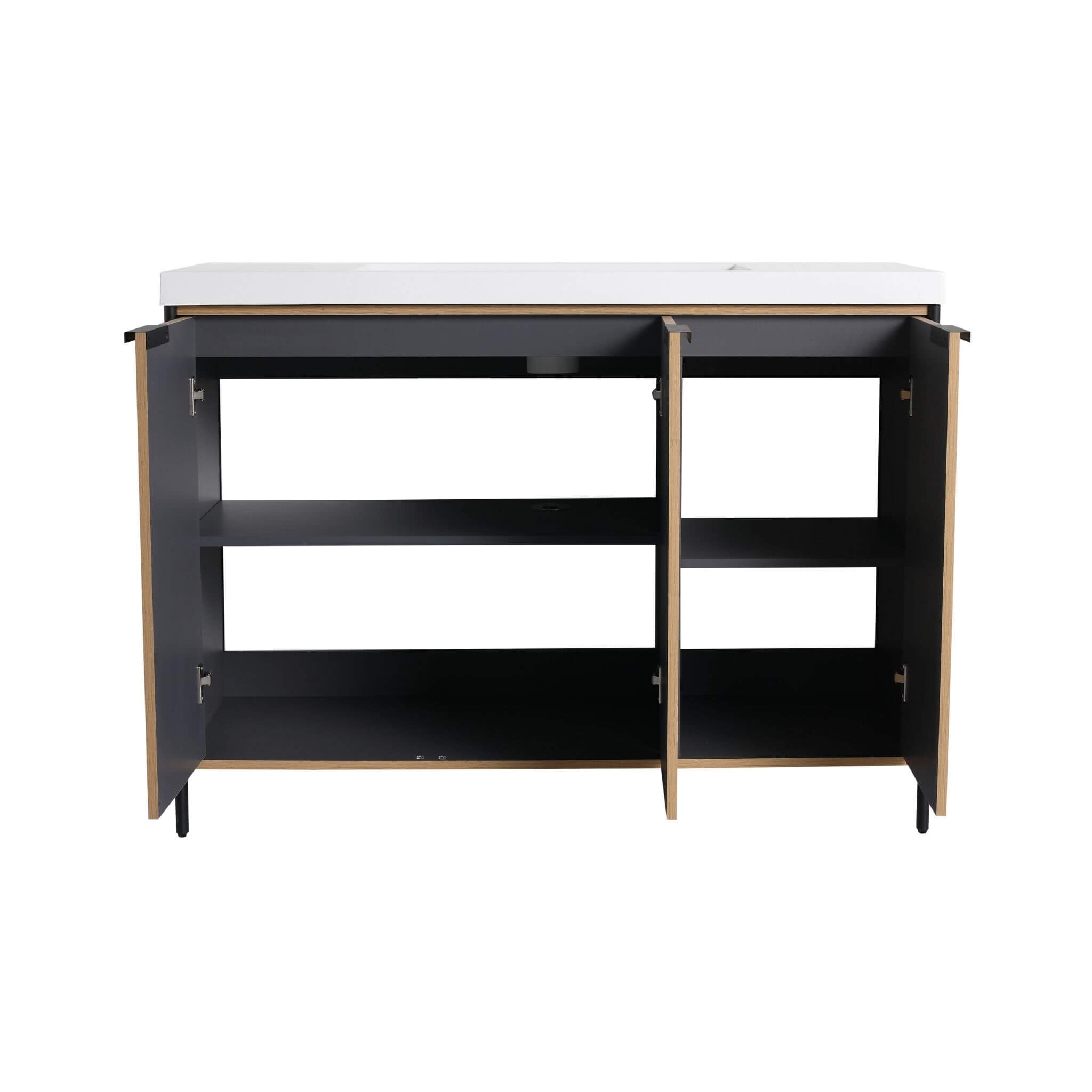 Nuvia 48-Inch Modern Light Coffee Freestanding Vanity With Resin Sink (SAK97502)