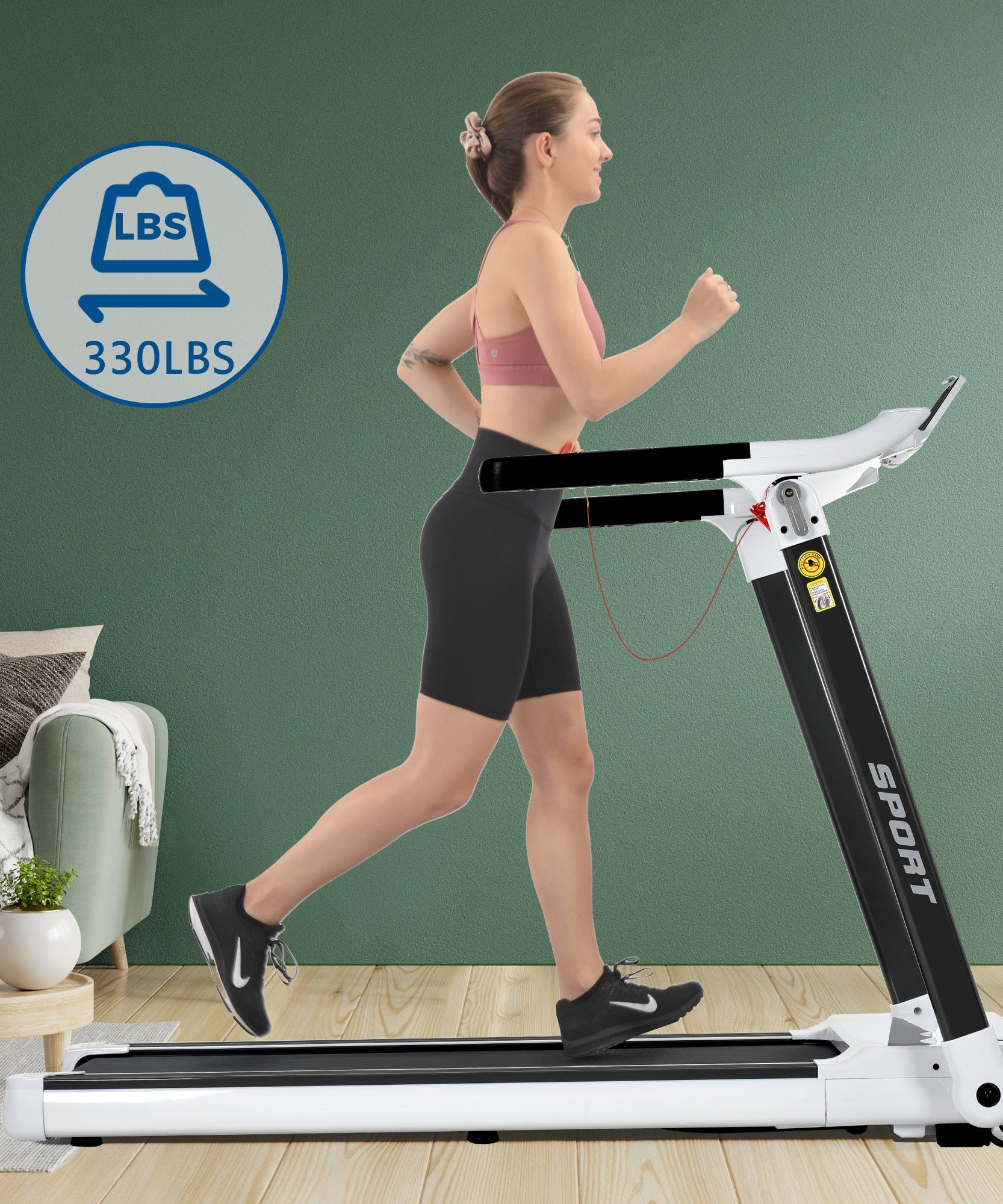 Rovix Portable Compact Home Cardio Fitness Treadmill With 3.5HP Electric Motor & Bluetooth Speakers (SAK32416)