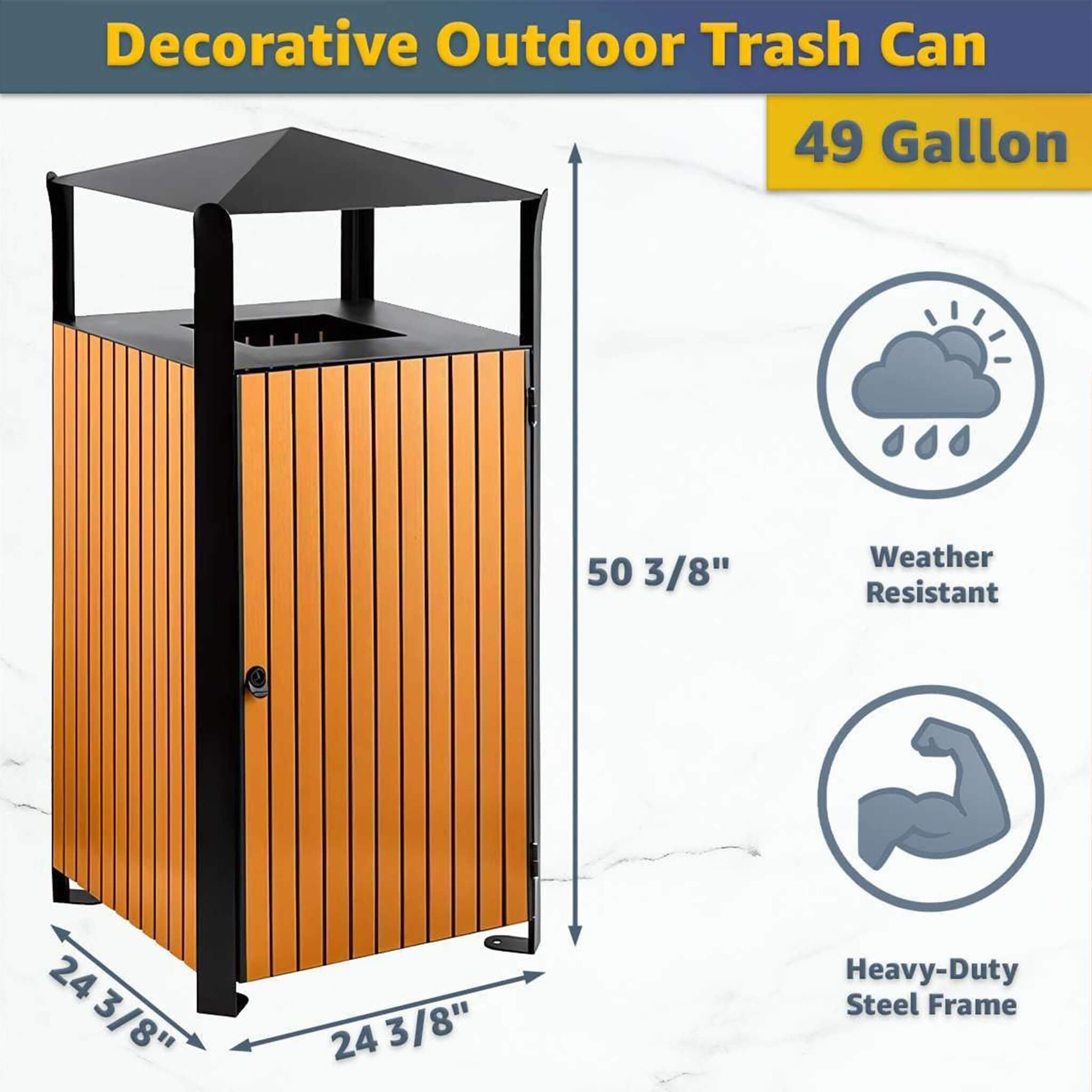 49-Gallon Heavy-Duty Commercial Outdoor Trash Can With Covered Top (SAK72136)