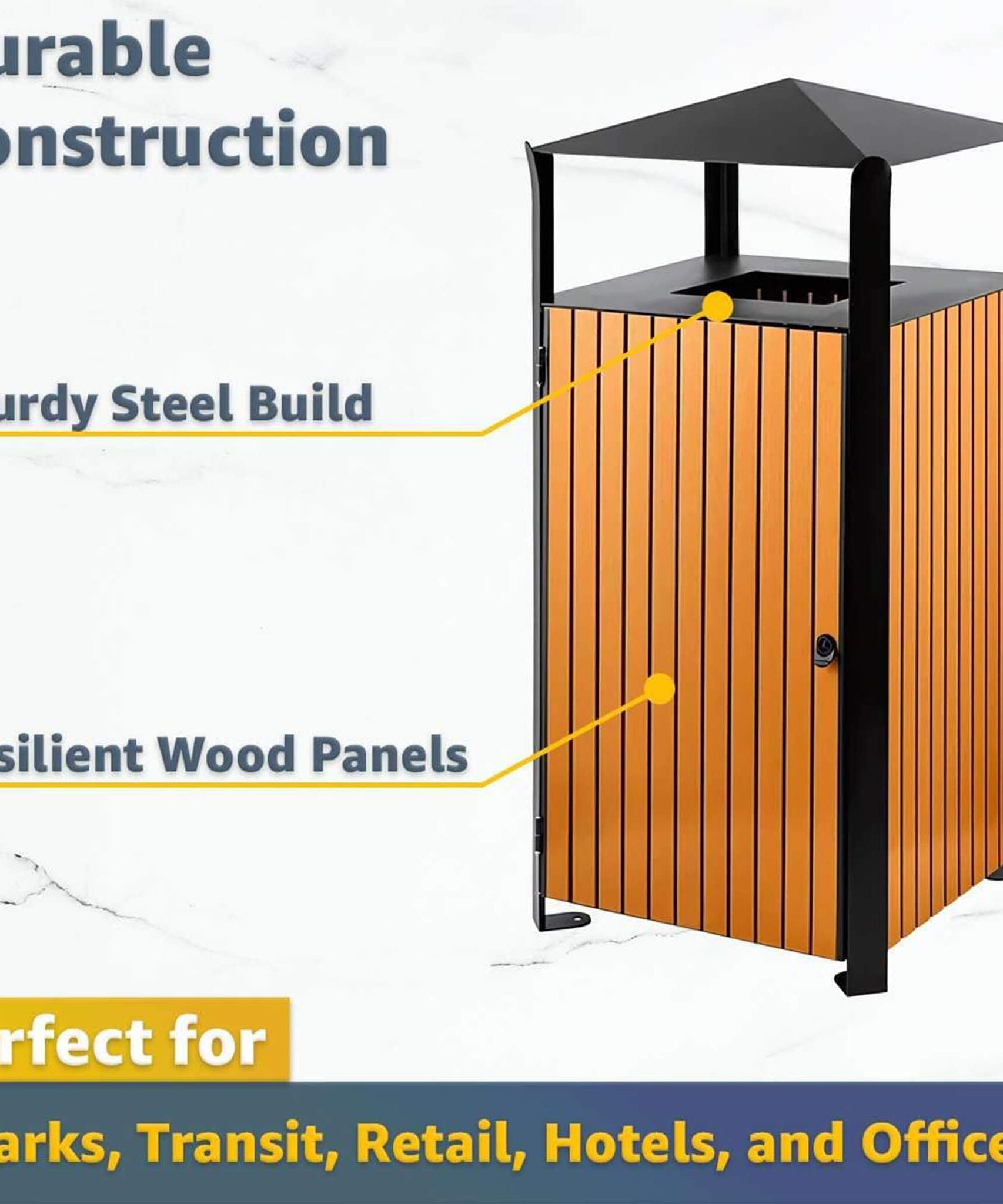 49-Gallon Heavy-Duty Commercial Outdoor Trash Can With Covered Top (SAK72136)