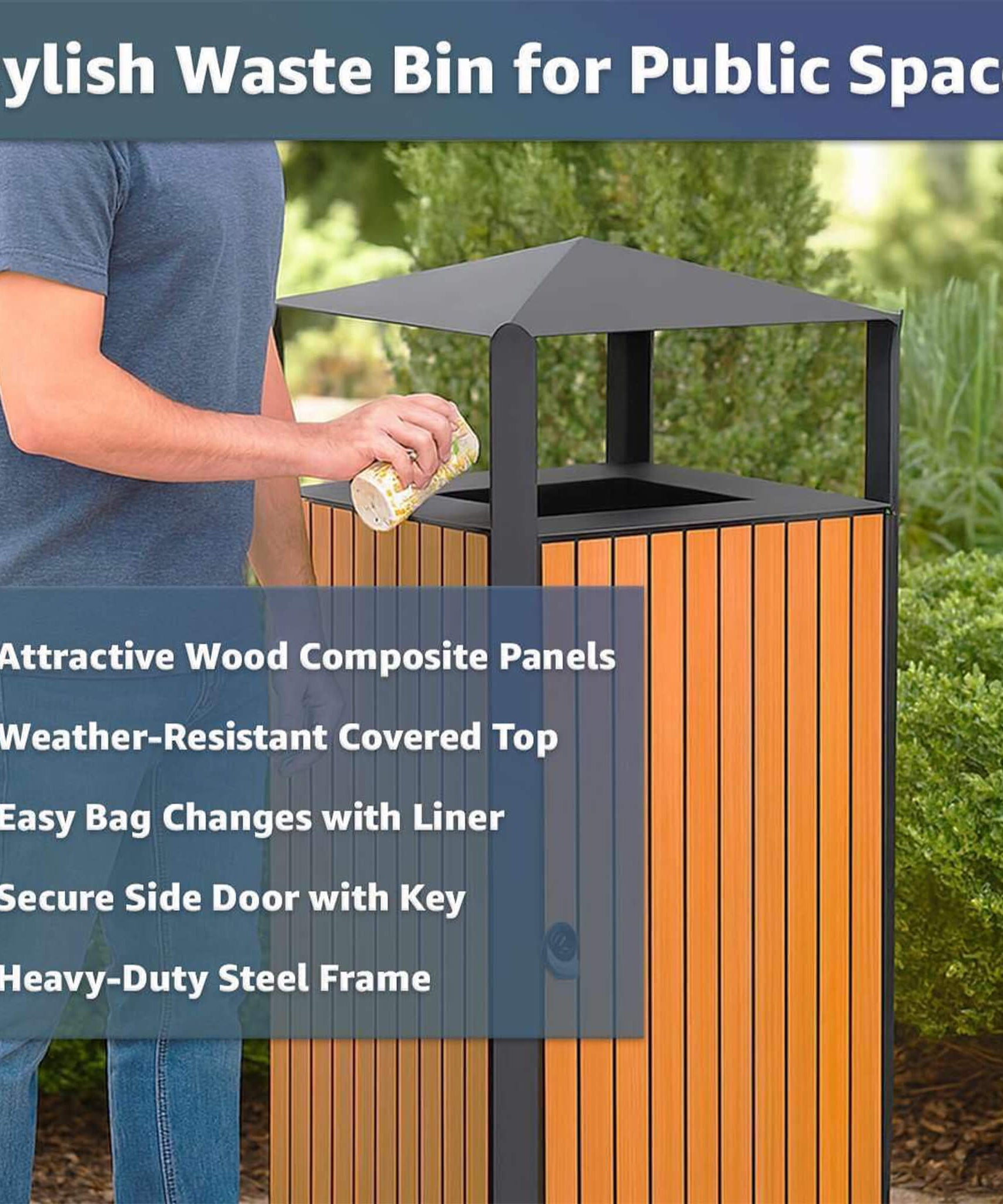49-Gallon Heavy-Duty Commercial Outdoor Trash Can With Covered Top (SAK72136)