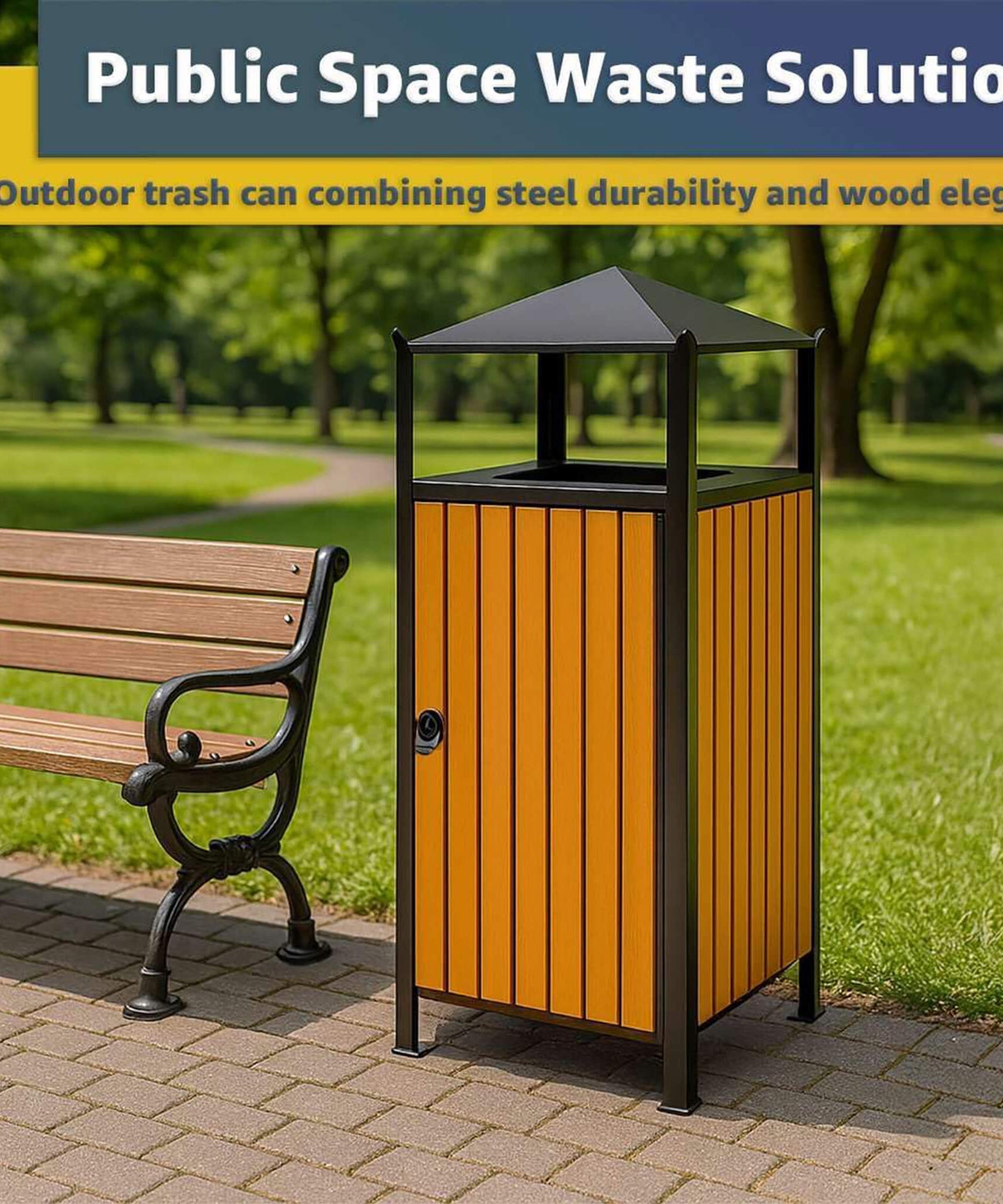 49-Gallon Heavy-Duty Commercial Outdoor Trash Can With Covered Top (SAK72136)