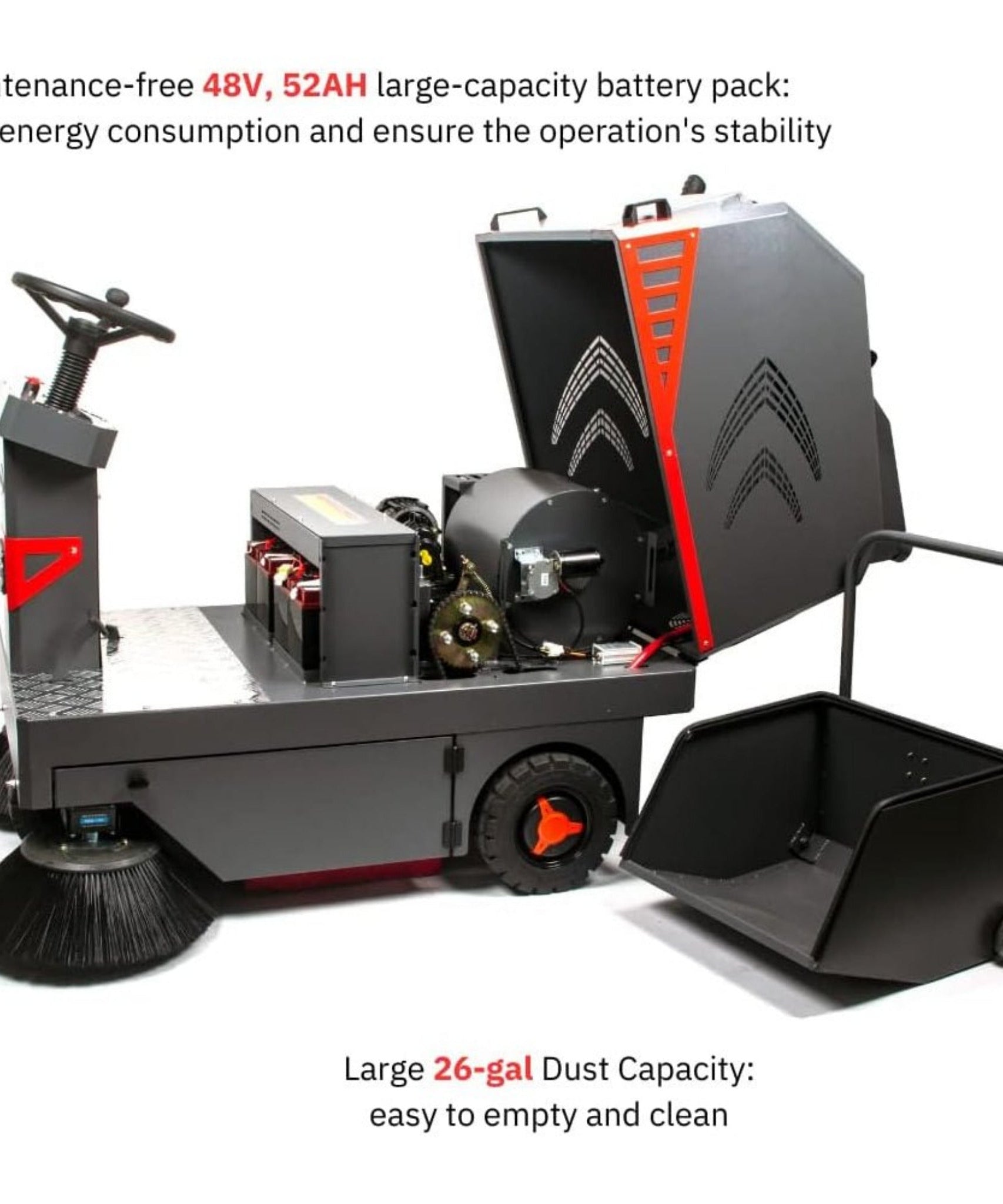 49-Inch Heavy-Duty 1400W Electric Industrial Ride-On Floor Sweeper With Dustbin & Water Tank (SAK18436)