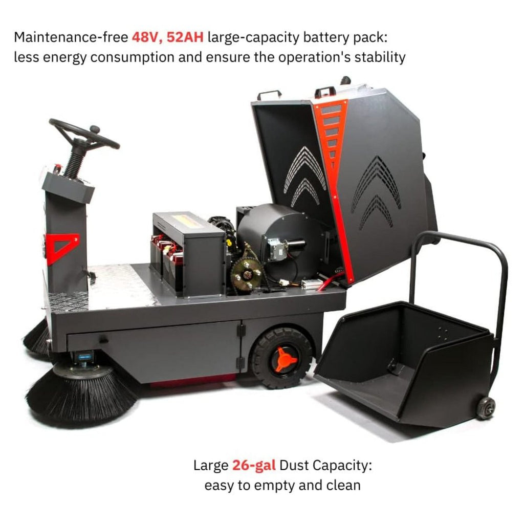 49-Inch Heavy-Duty 1400W Electric Industrial Ride-On Floor Sweeper With Dustbin & Water Tank (SAK18436)
