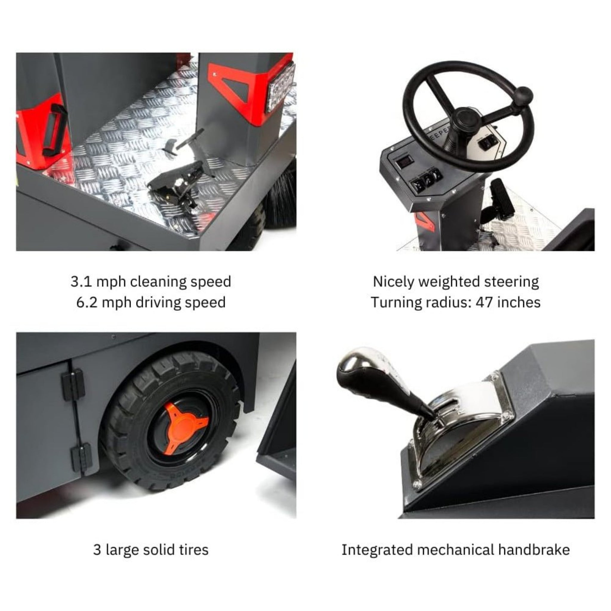 49-Inch Heavy-Duty 1400W Electric Industrial Ride-On Floor Sweeper With Dustbin & Water Tank (SAK18436)