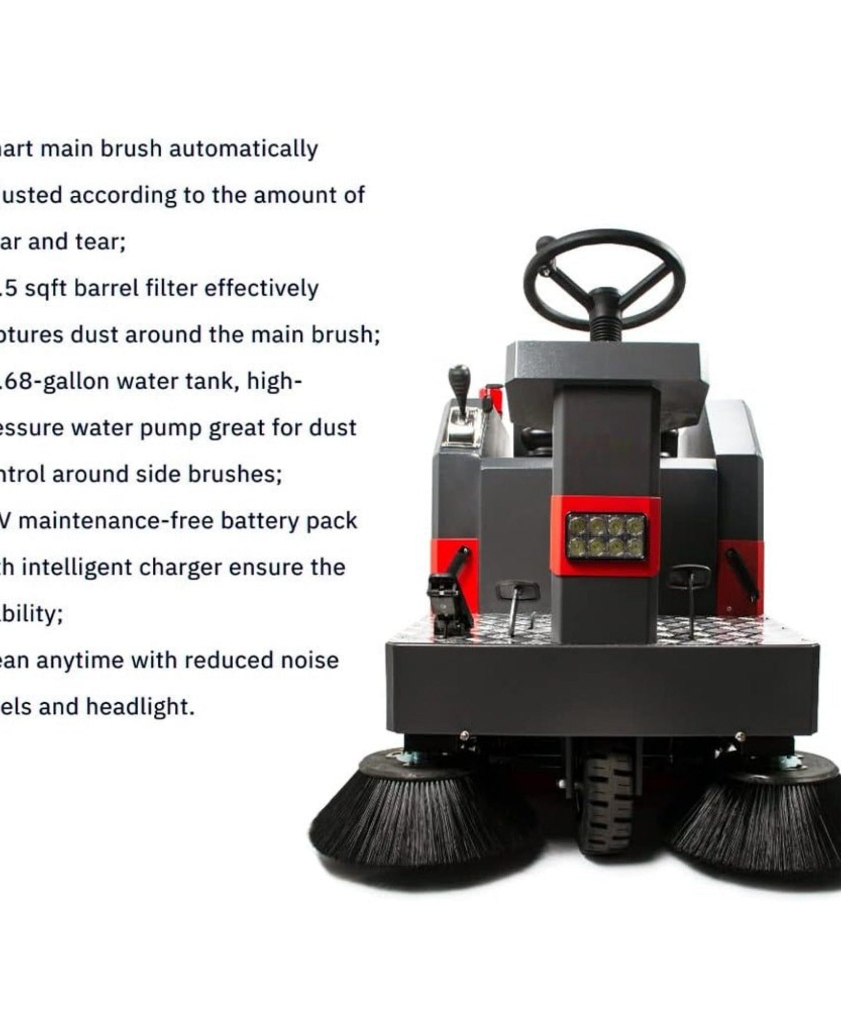 49-Inch Heavy-Duty 1400W Electric Industrial Ride-On Floor Sweeper With Dustbin & Water Tank (SAK18436)