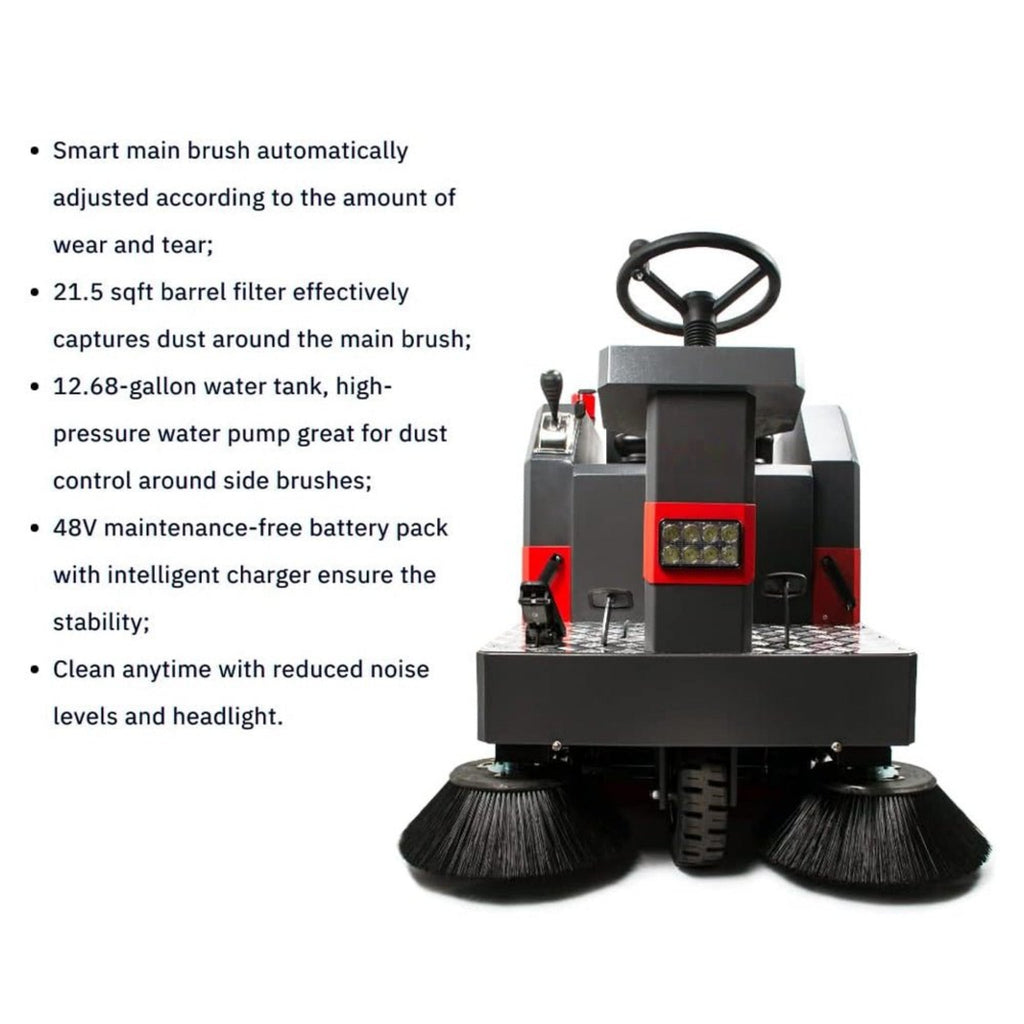 49-Inch Heavy-Duty 1400W Electric Industrial Ride-On Floor Sweeper With Dustbin & Water Tank (SAK18436)