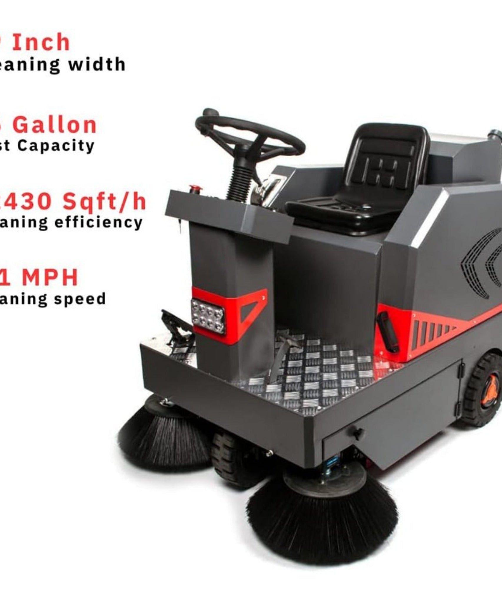 49-Inch Heavy-Duty 1400W Electric Industrial Ride-On Floor Sweeper With Dustbin & Water Tank (SAK18436)