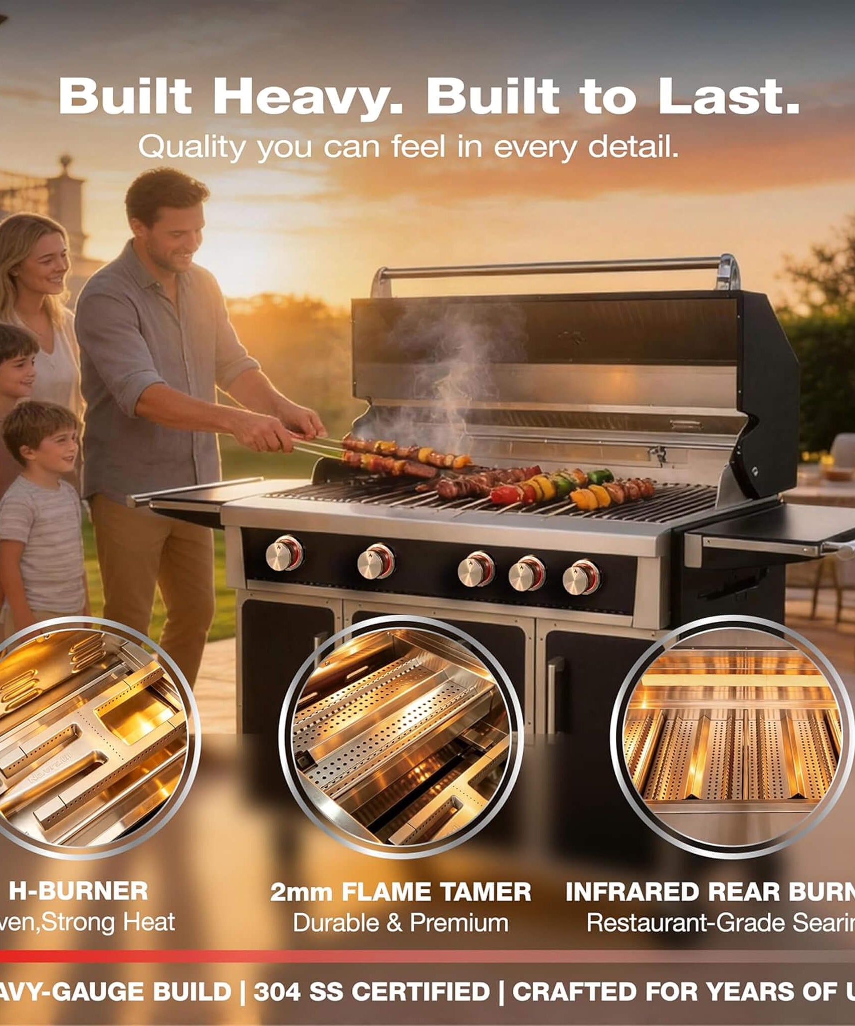 49-Inch Professional 99K BTU Outdoor Stainless Steel BBQ Grill (SAK91342)